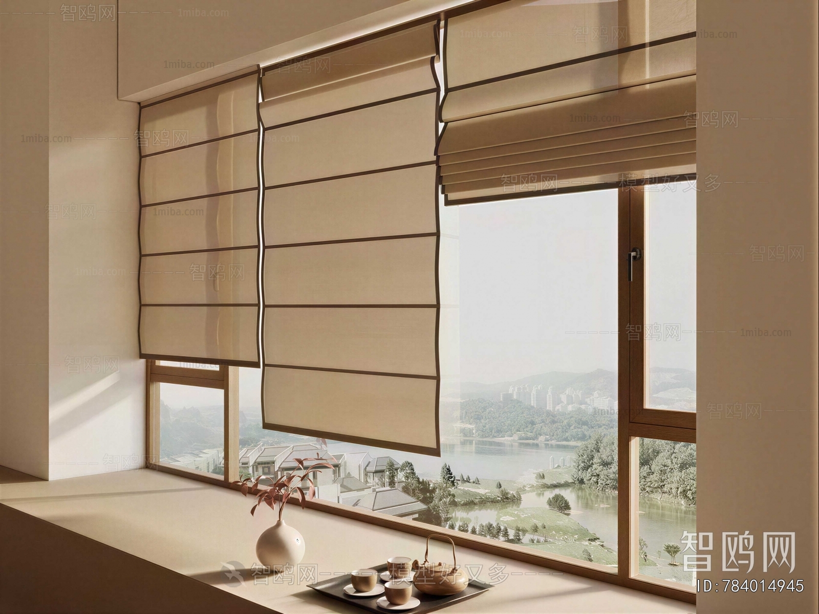 New Chinese Style Roman Curtain