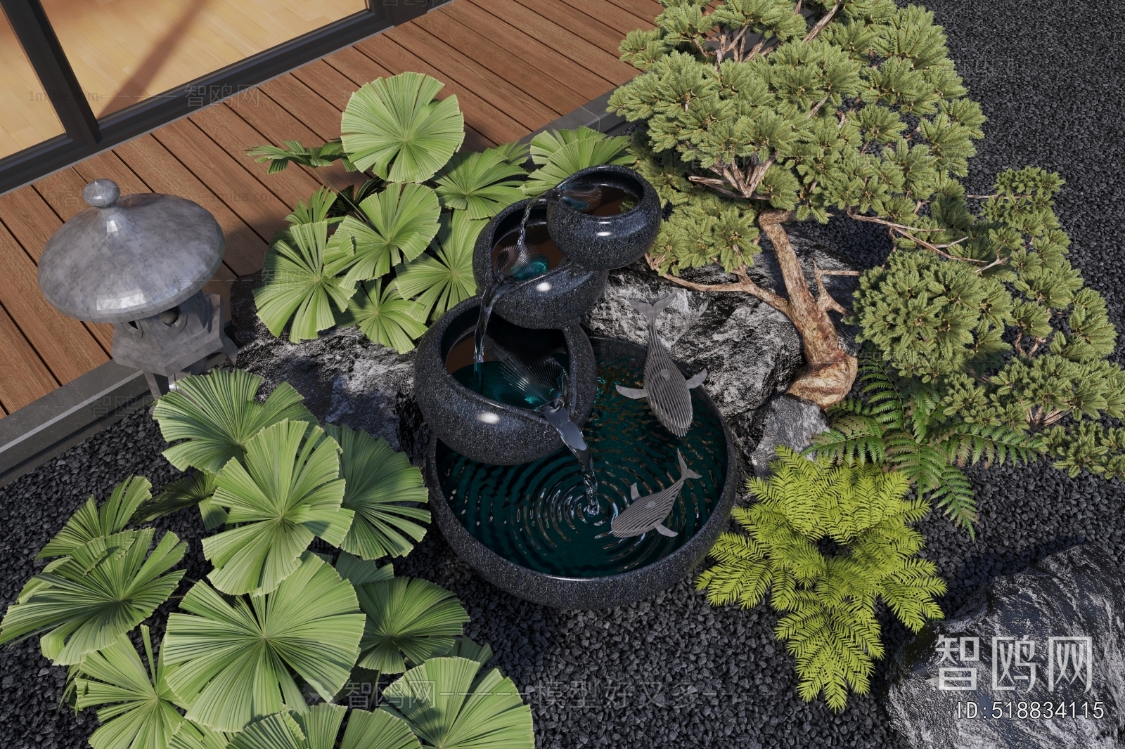 New Chinese Style Rockery Waterscape