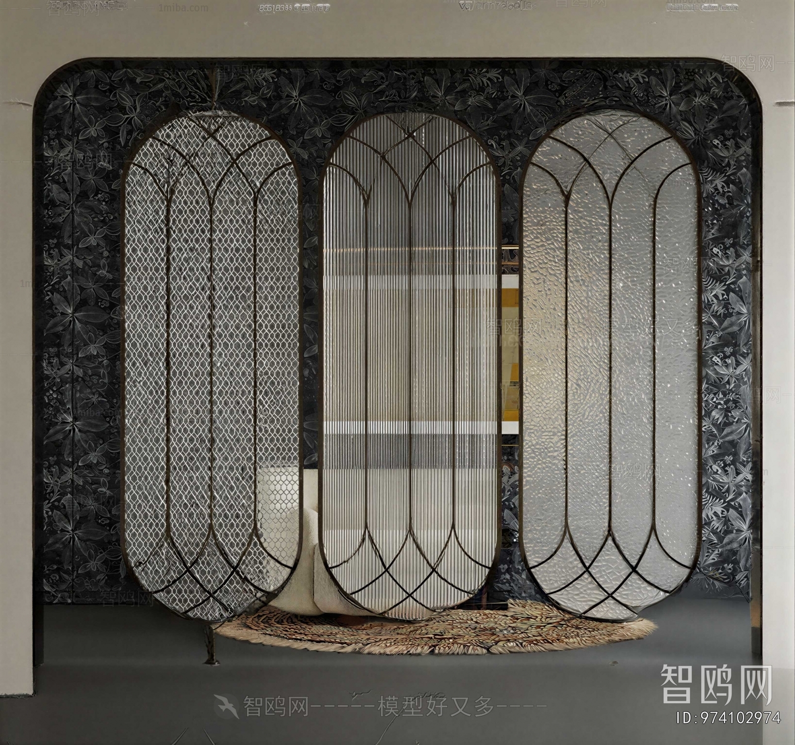 Retro Style Glass Screen Partition