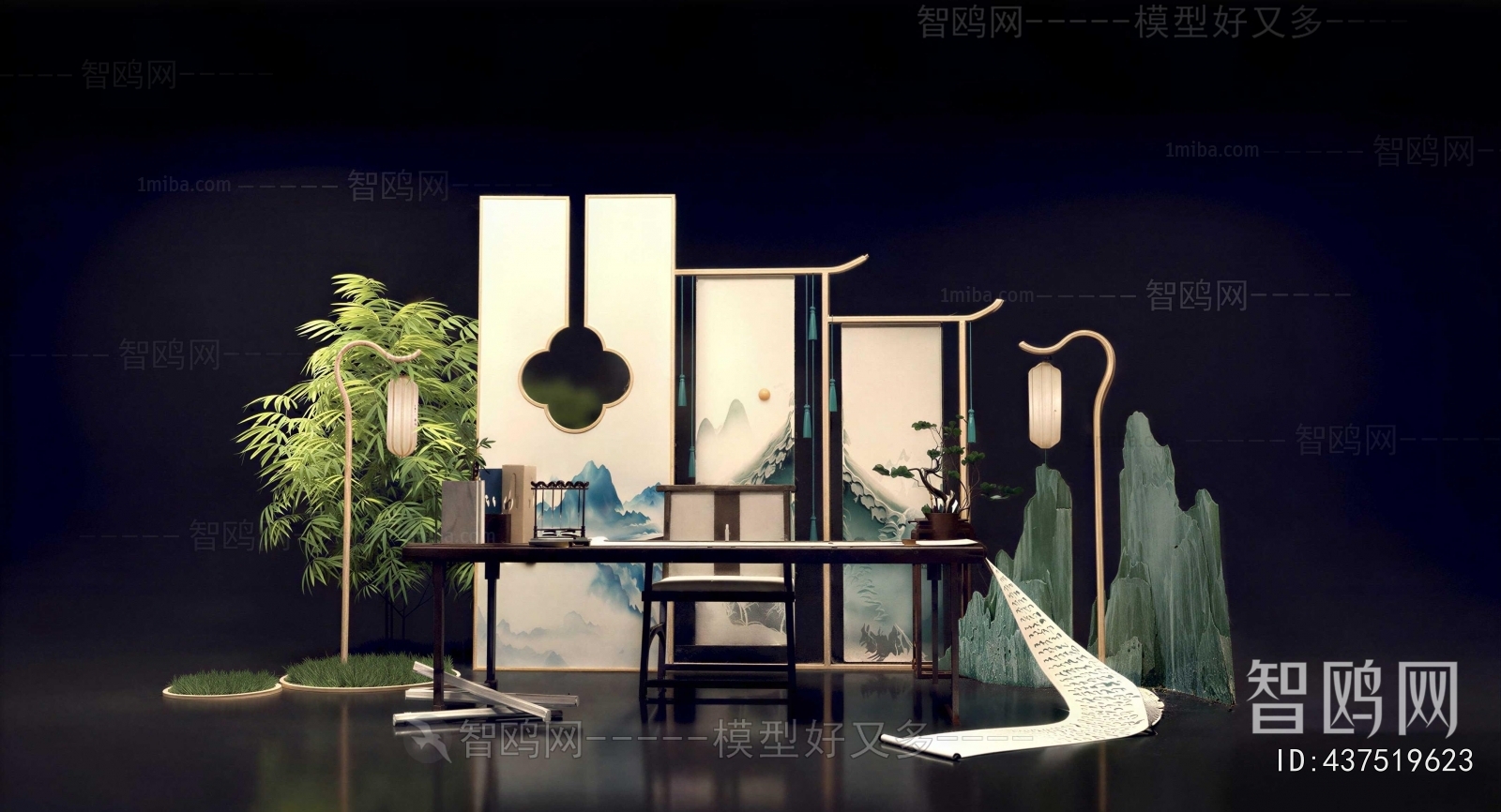 New Chinese Style Computer Desk And Chair