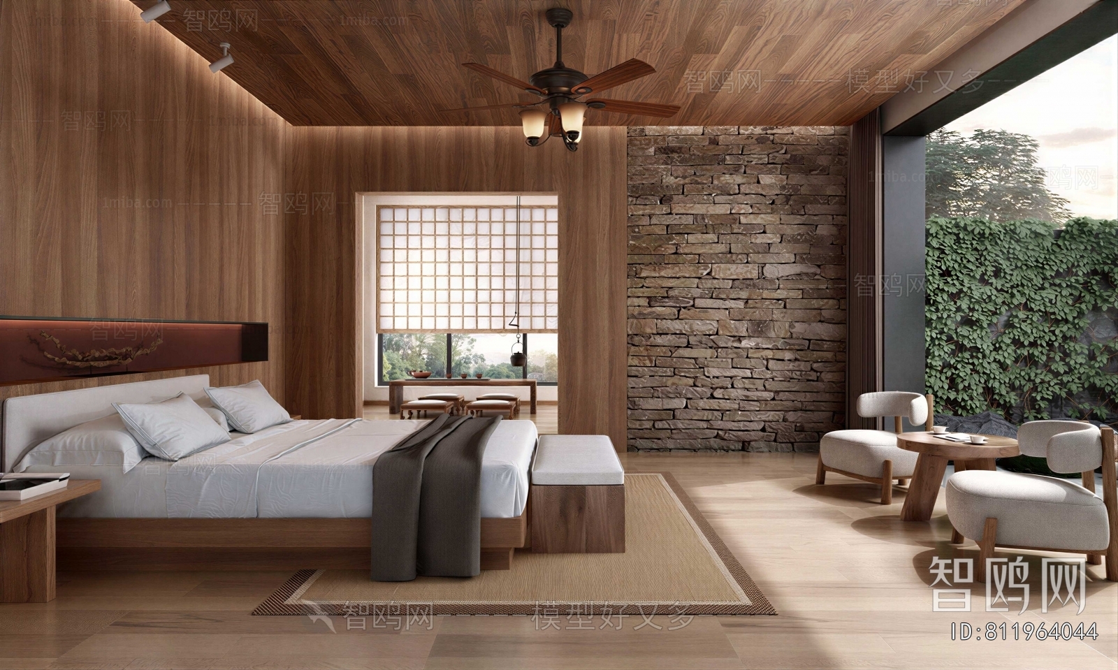 Wabi-sabi Style Guest Room