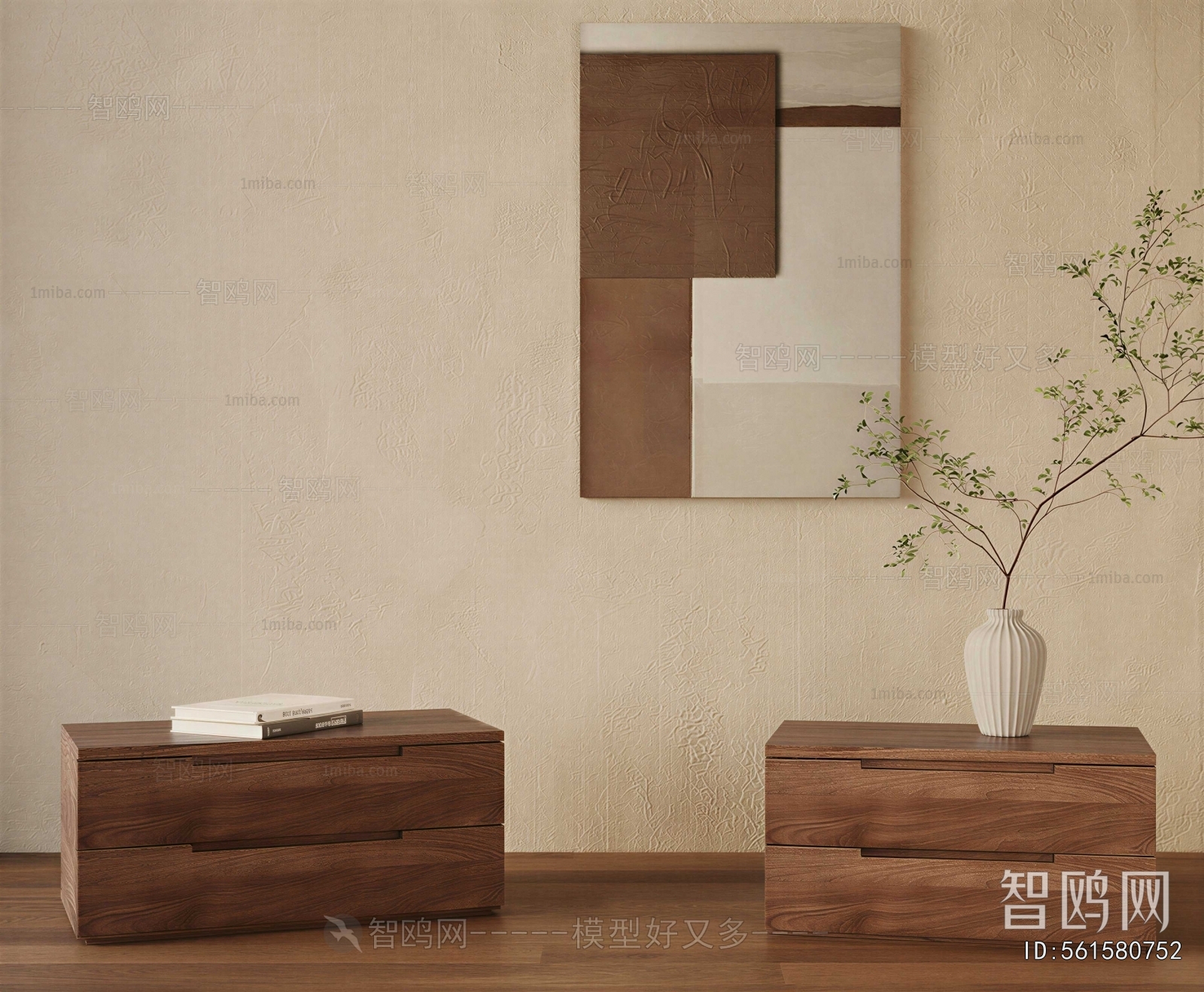 Wabi-sabi Style Bedside Cupboard