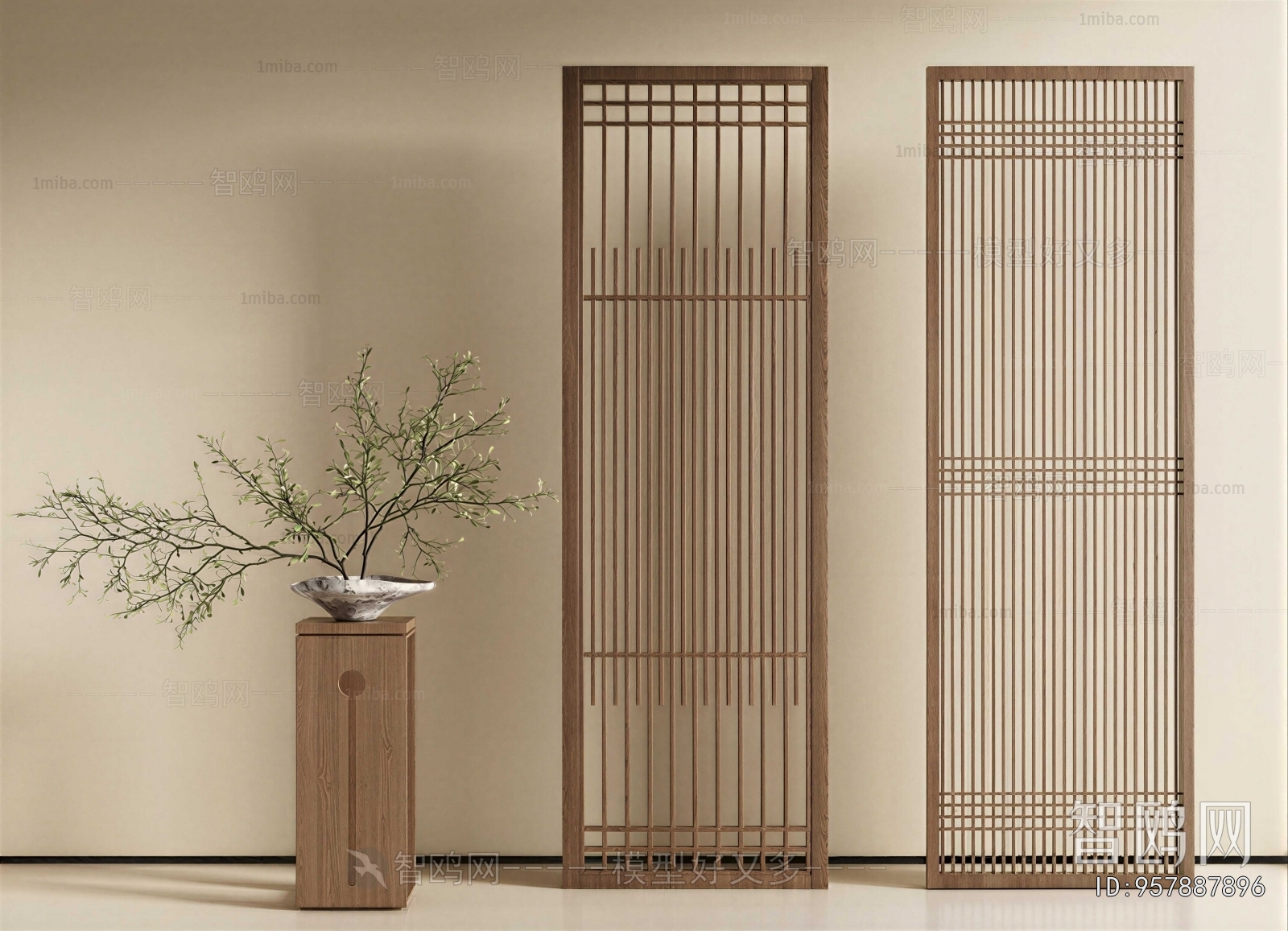 New Chinese Style Wooden Screen Partition