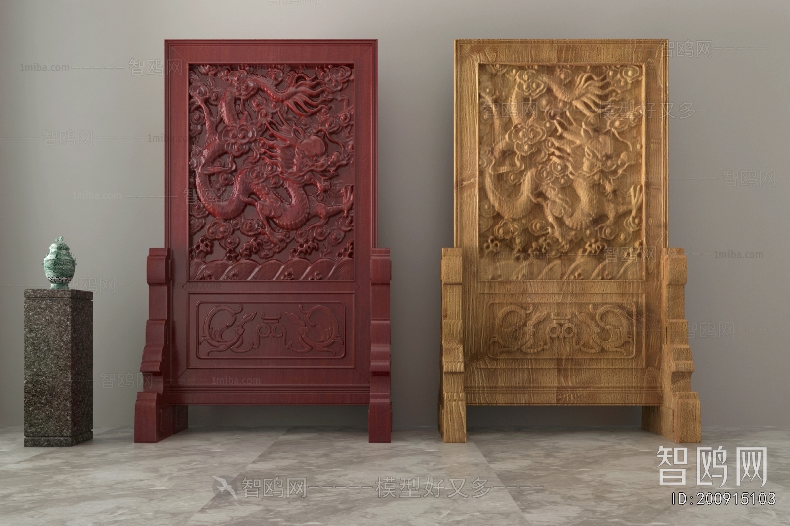 Chinese Style Wooden Screen Partition