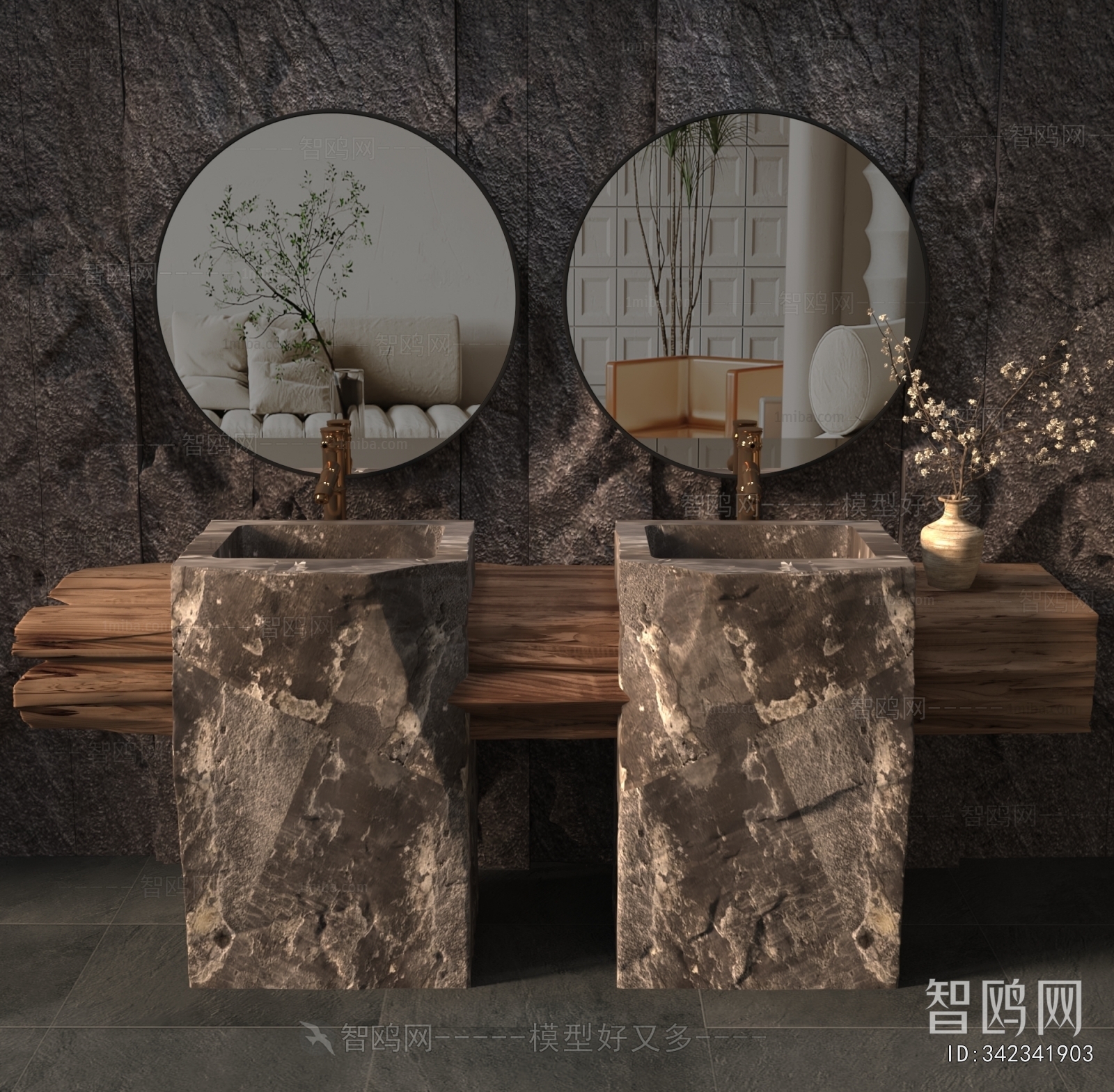 Wabi-sabi Style Bathroom Cabinet