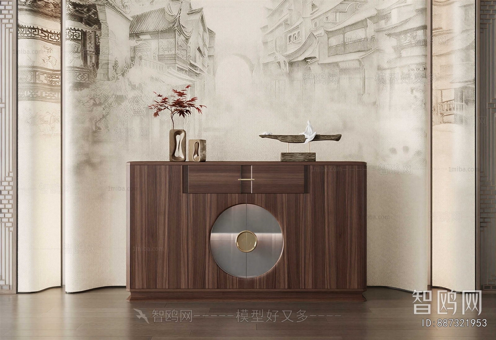 New Chinese Style Entrance Cabinet