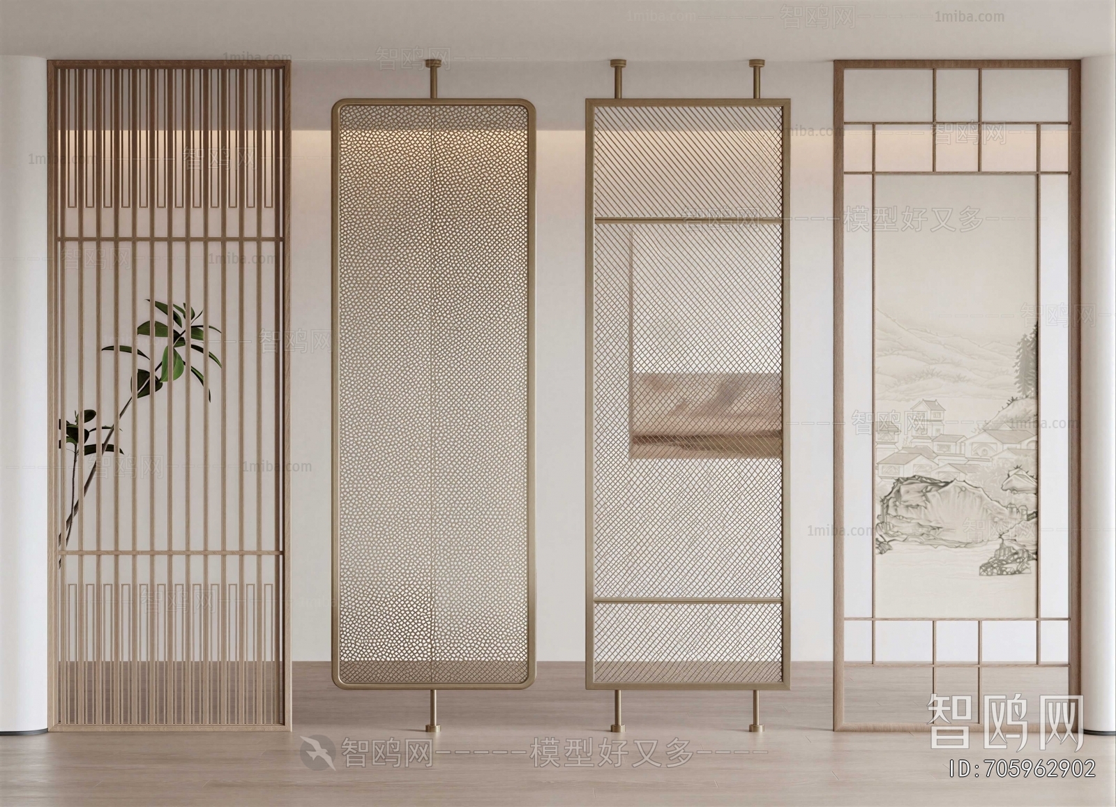 New Chinese Style Metal Screen Partition