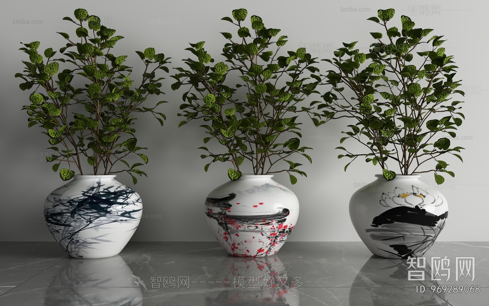 New Chinese Style Ground Green Plant Potted Plants