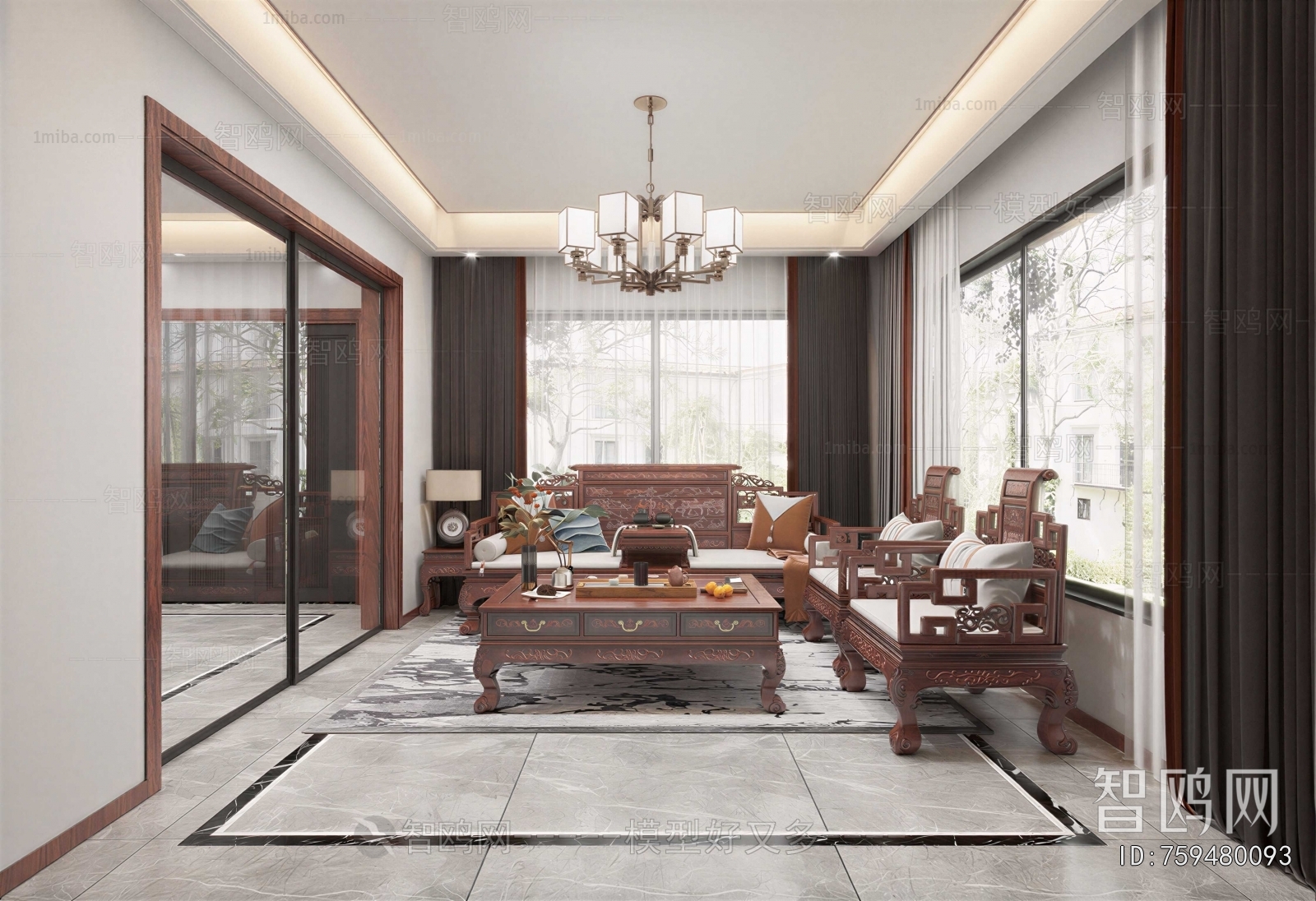 New Chinese Style A Living Room