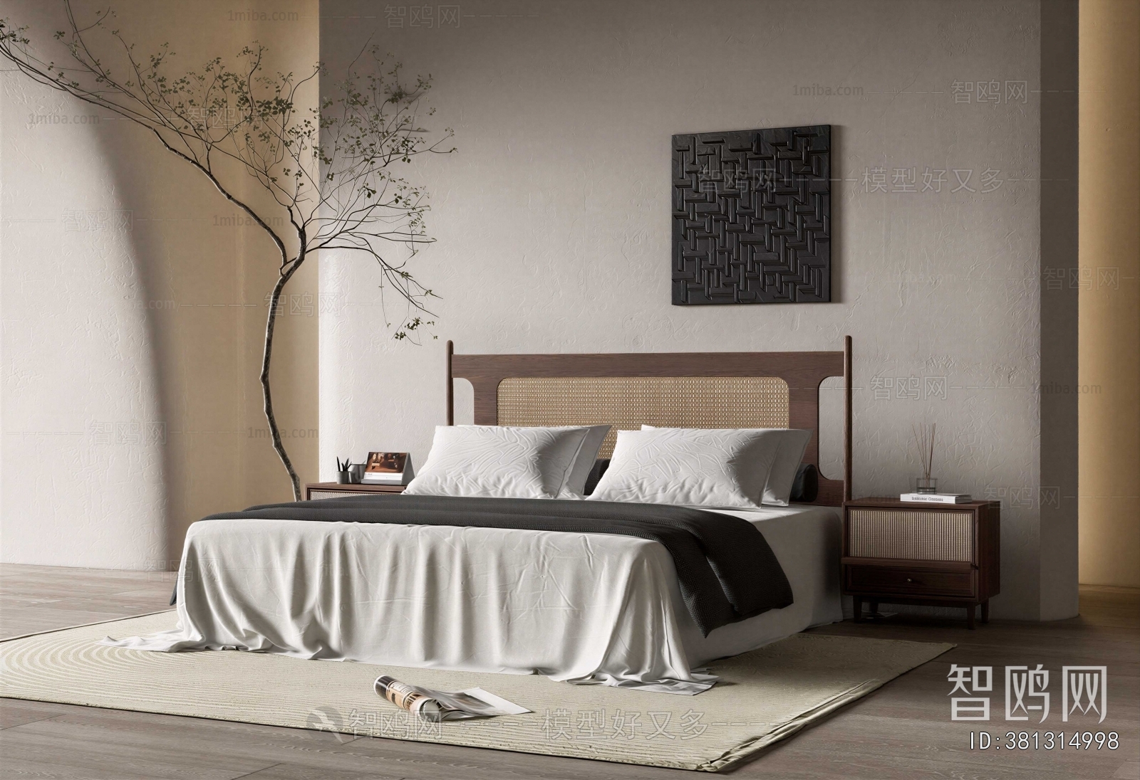 Wabi-sabi Style Double Bed