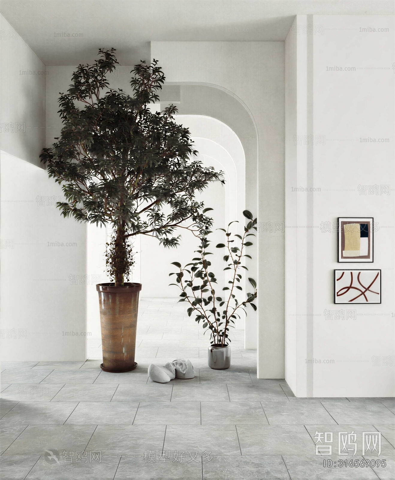 Modern Ground Green Plant Potted Plants