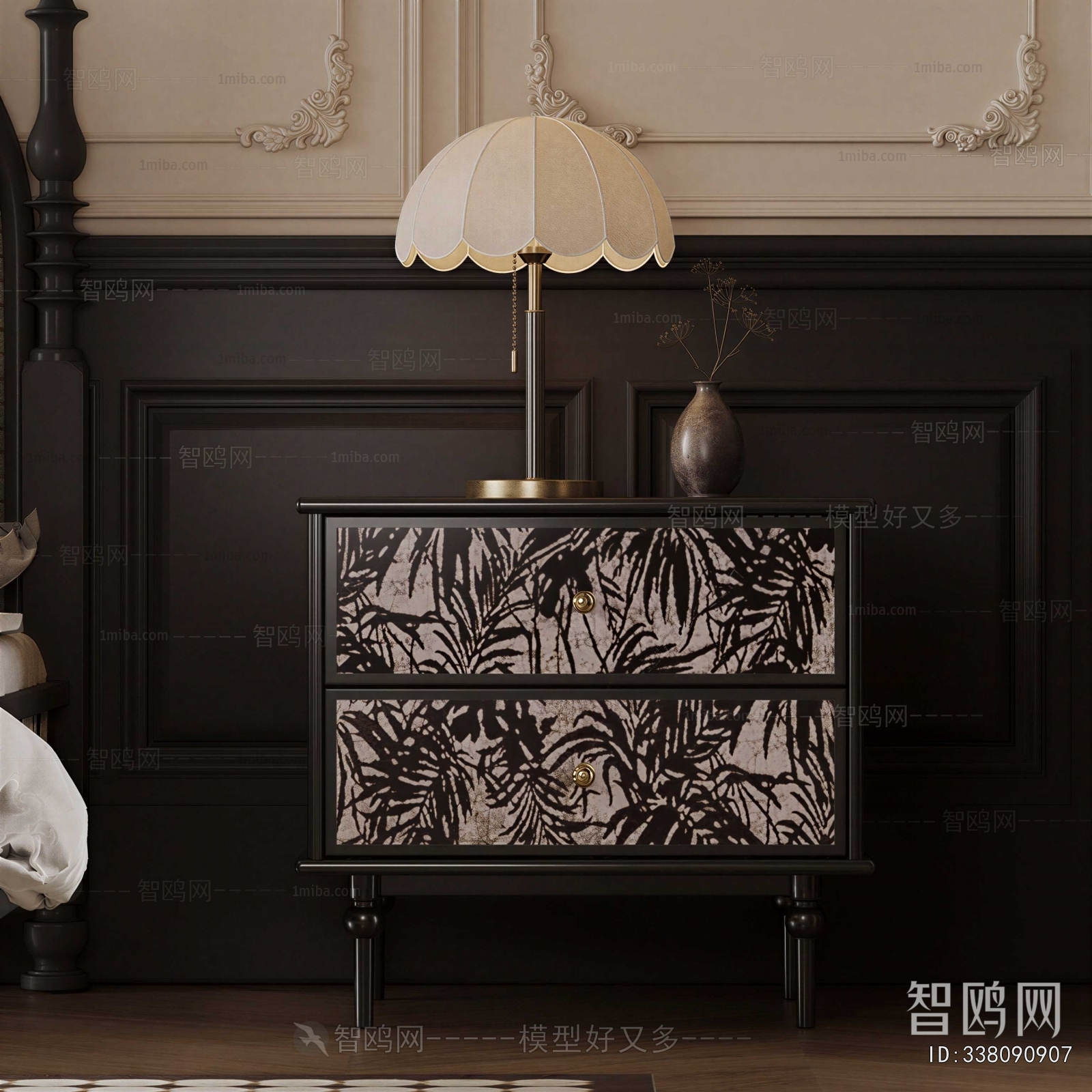 French Style Bedside Cupboard