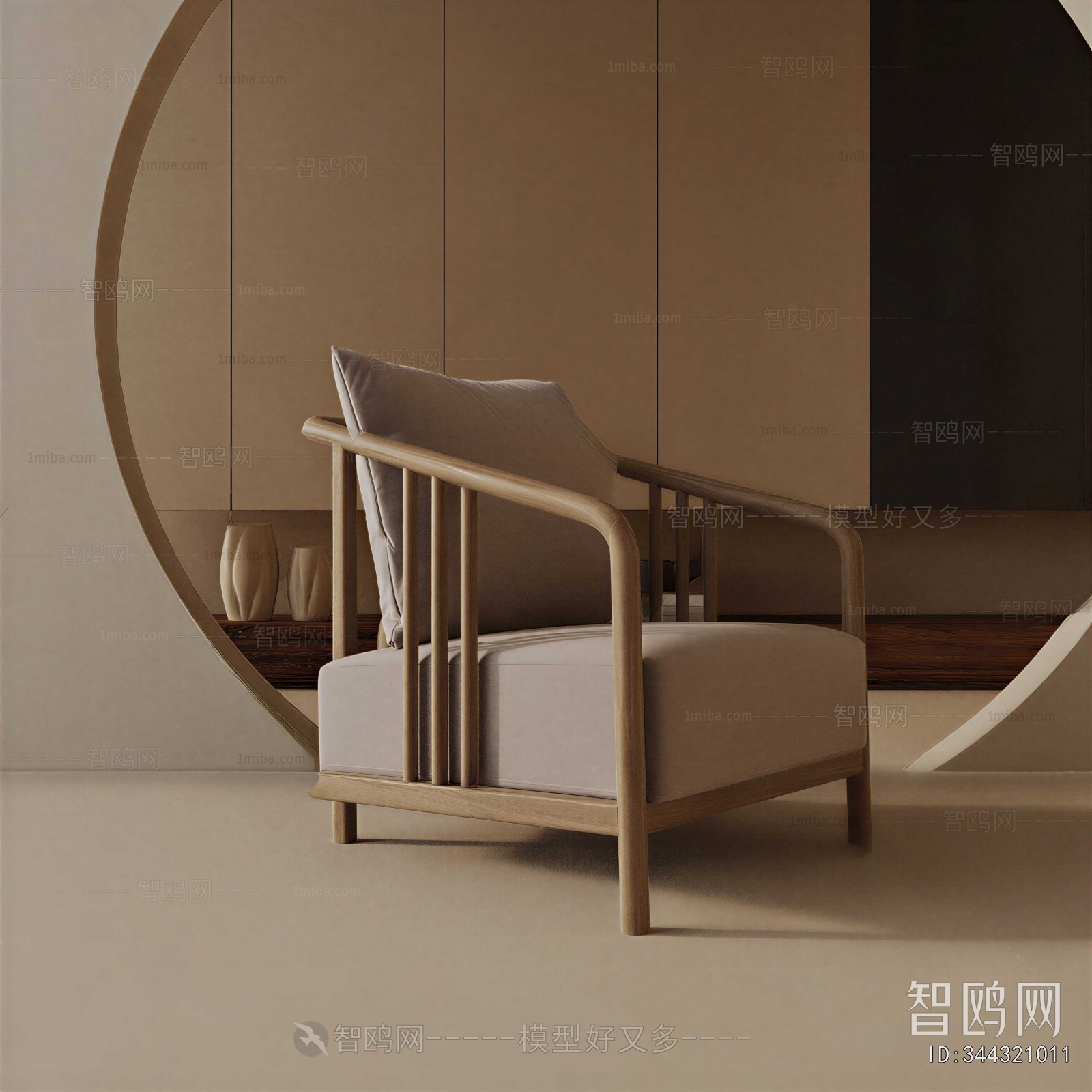 New Chinese Style Single Sofa