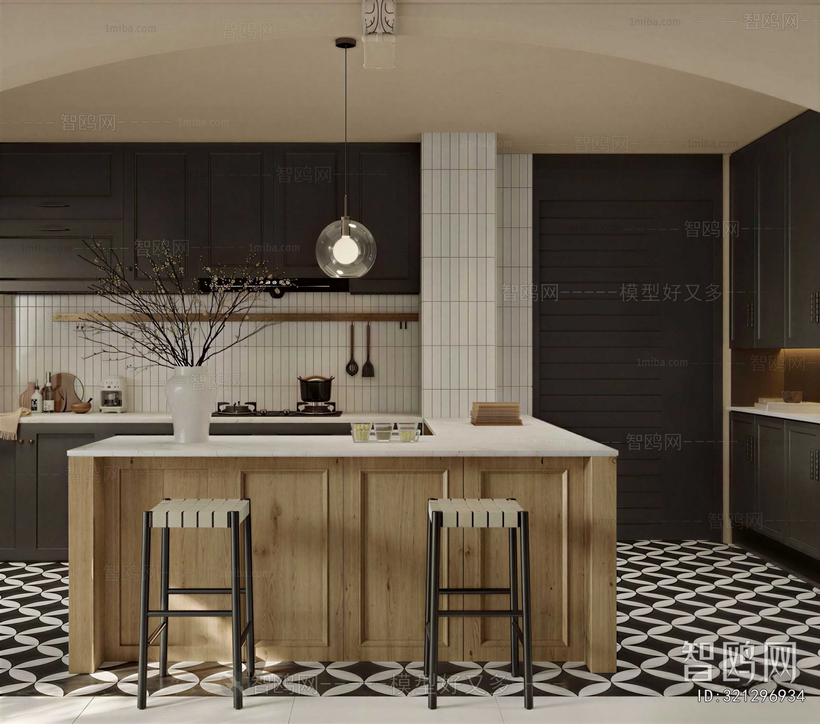 Retro Style Open Kitchen