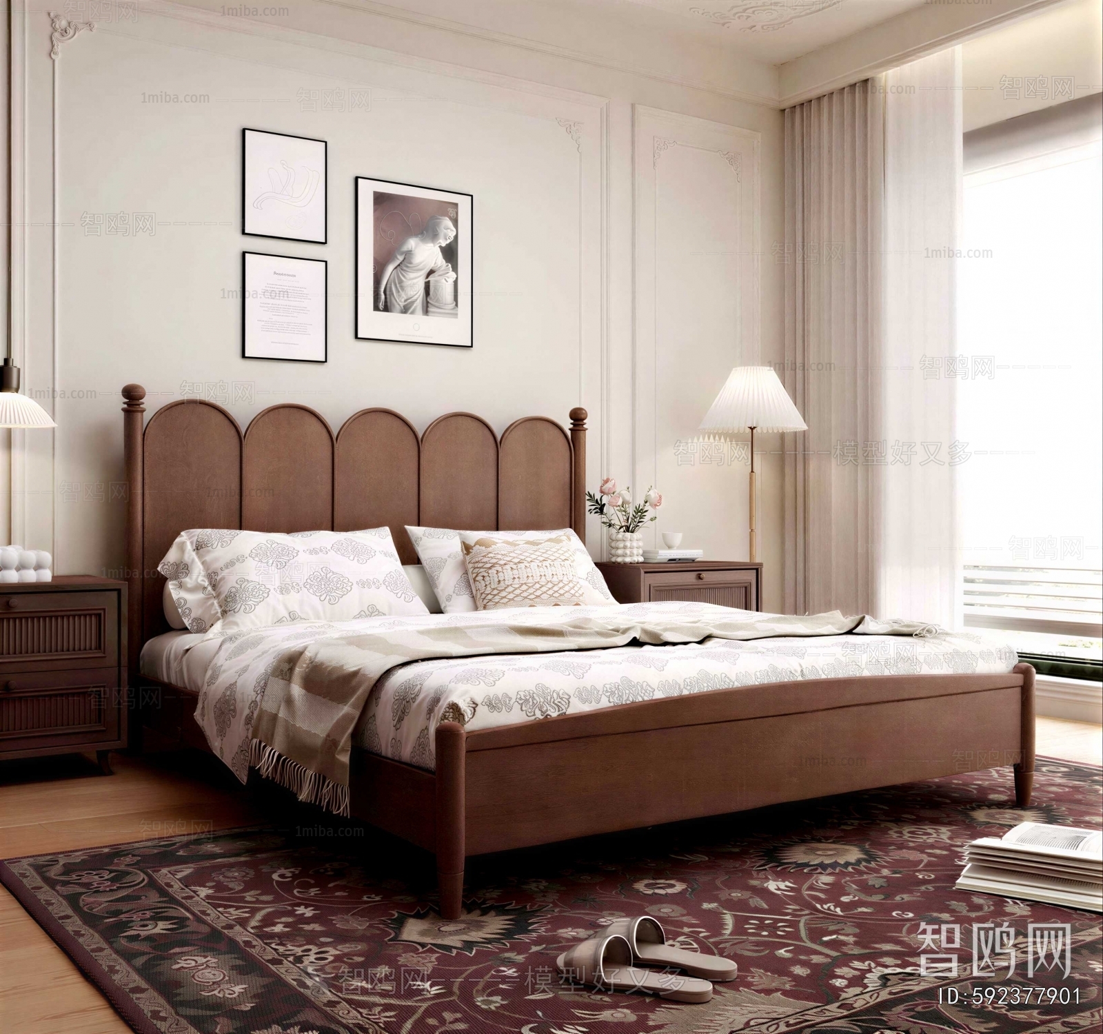 French Style Retro Style Double Bed