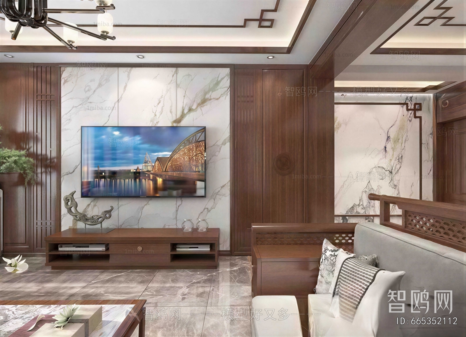 New Chinese Style A Living Room