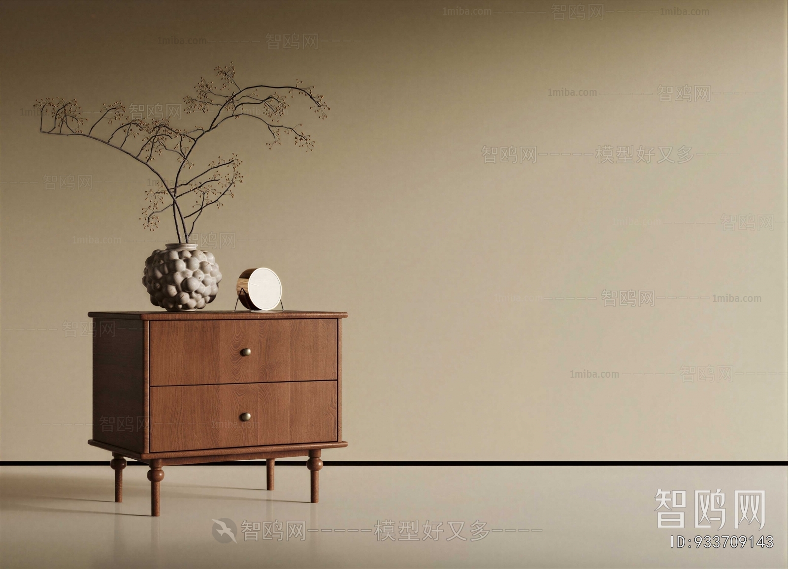 Wabi-sabi Style Bedside Cupboard