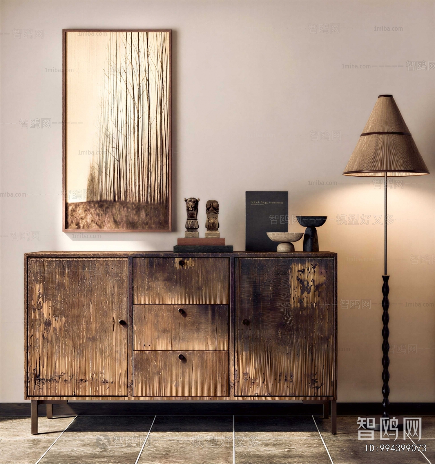 Wabi-sabi Style Side Cabinet