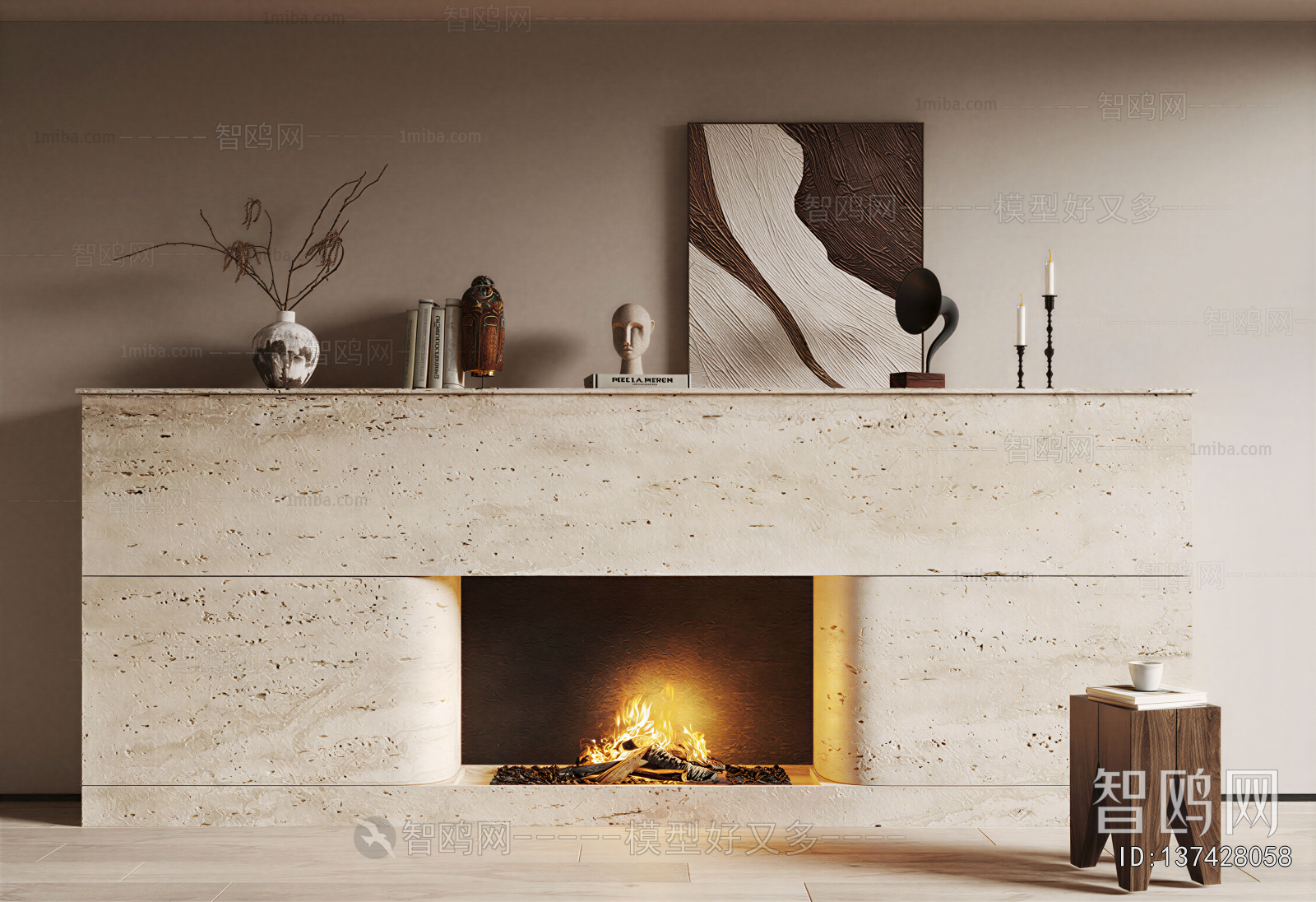 Wabi-sabi Style Fireplace