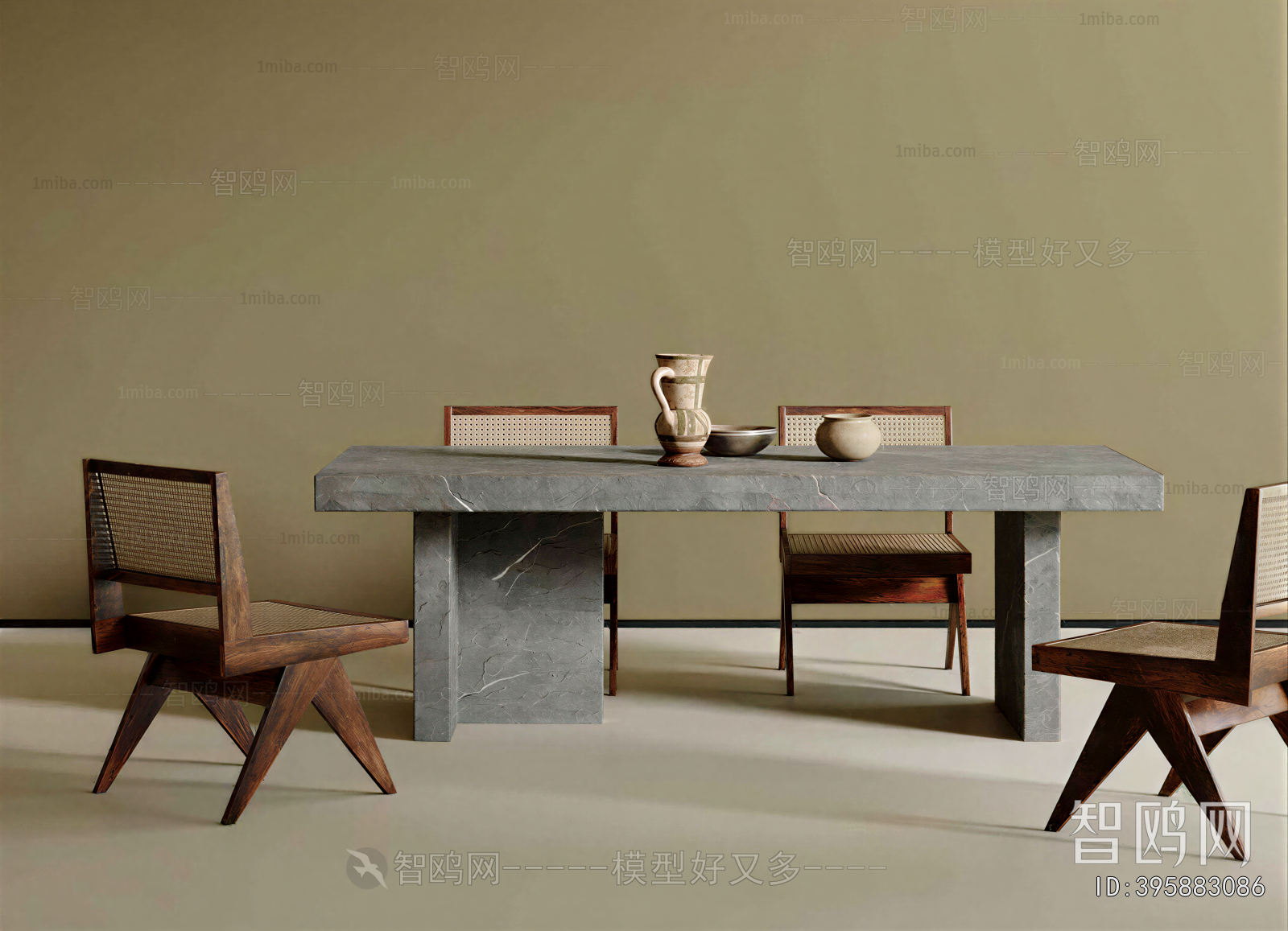 Wabi-sabi Style Dining Table And Chairs
