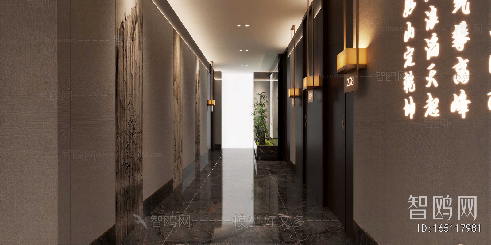 New Chinese Style Corridor Elevator Hall