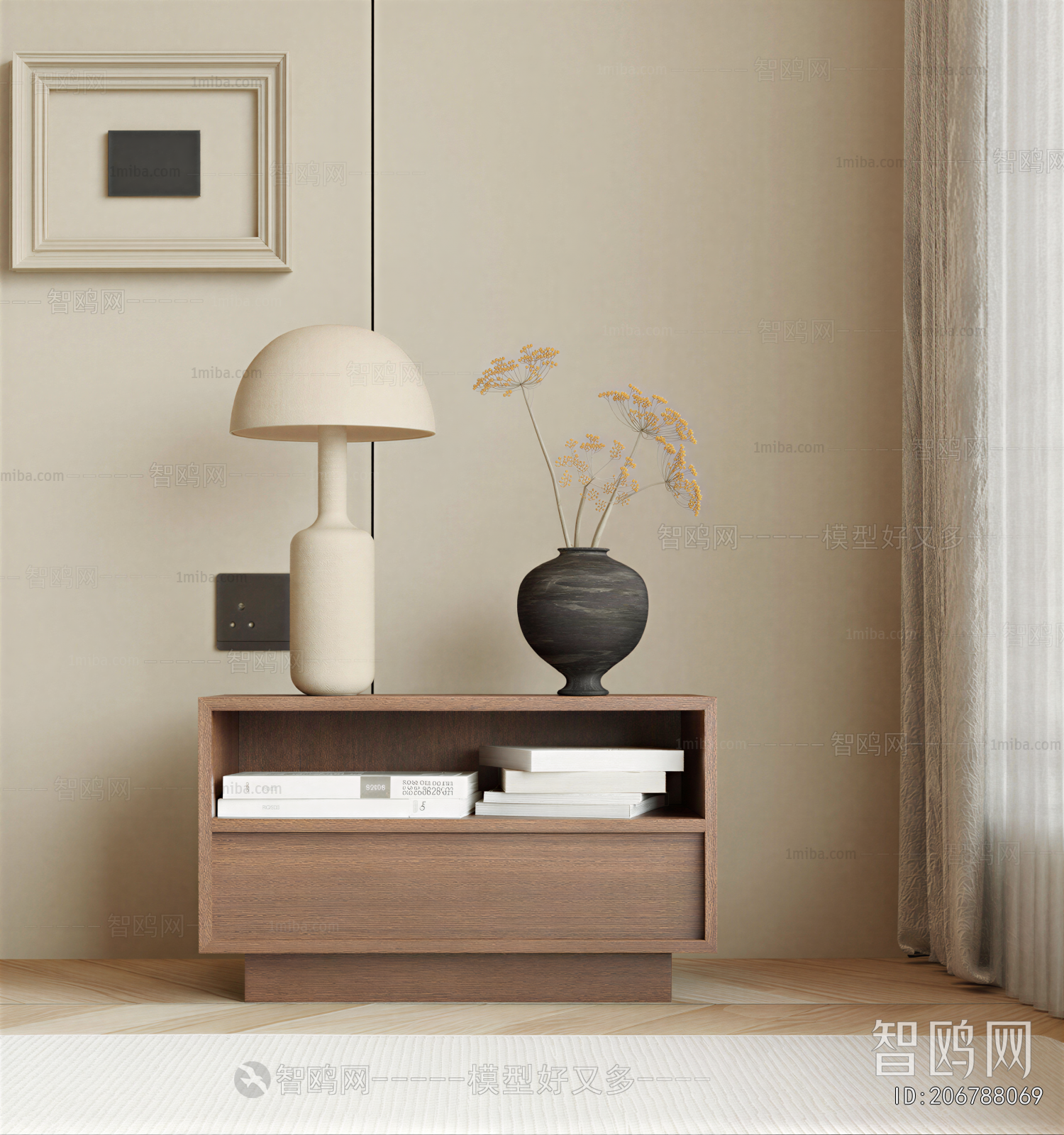 Wabi-sabi Style Bedside Cupboard