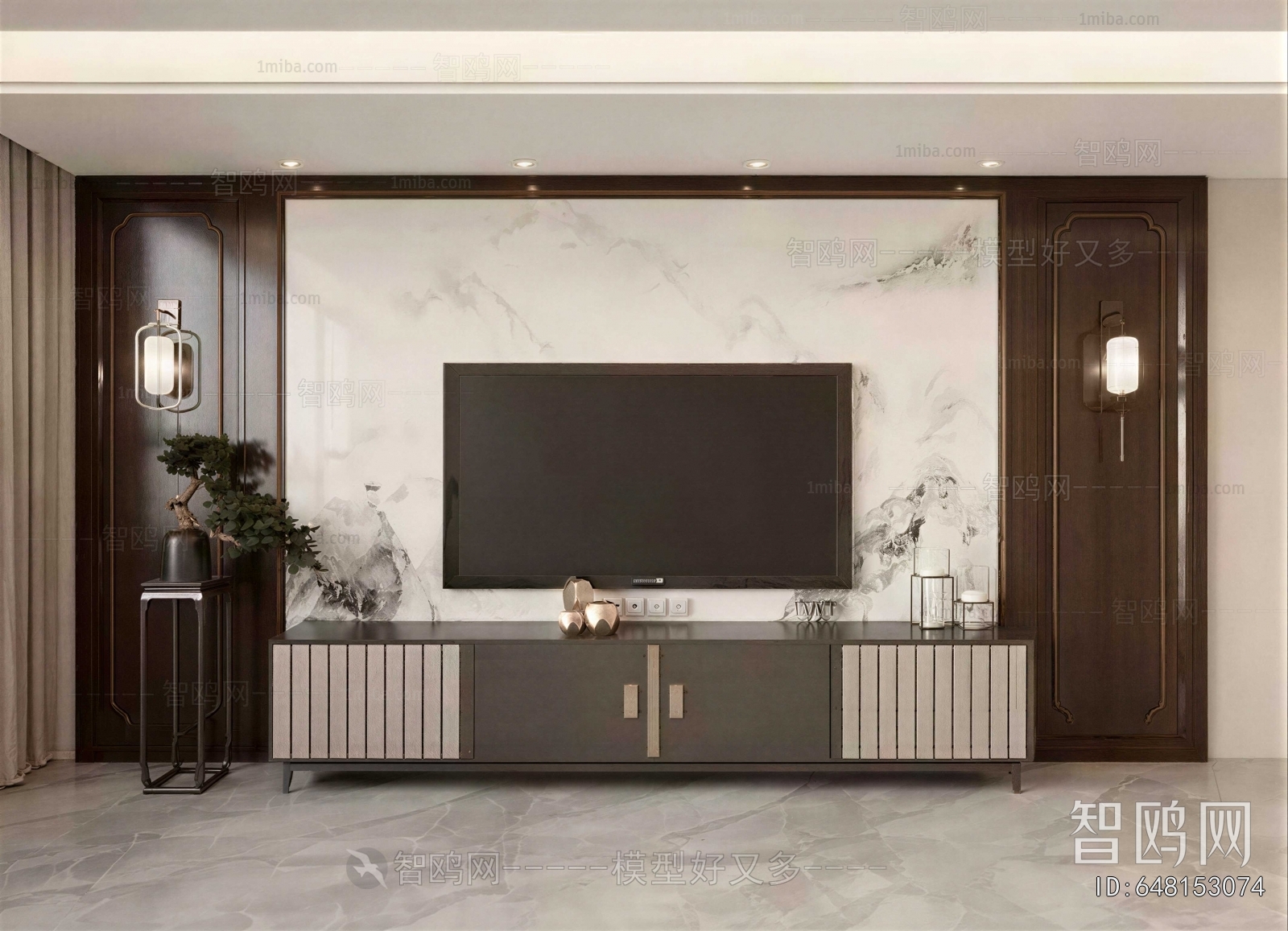 New Chinese Style TV Wall