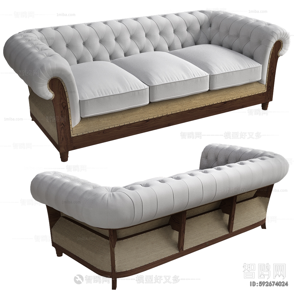 Simple European Style Three-seat Sofa