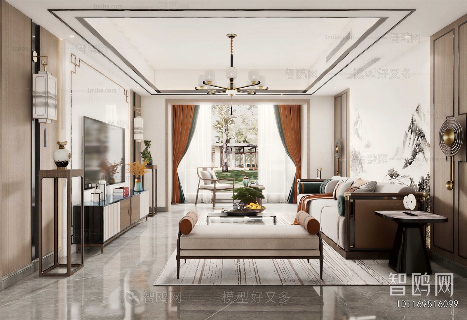 New Chinese Style A Living Room