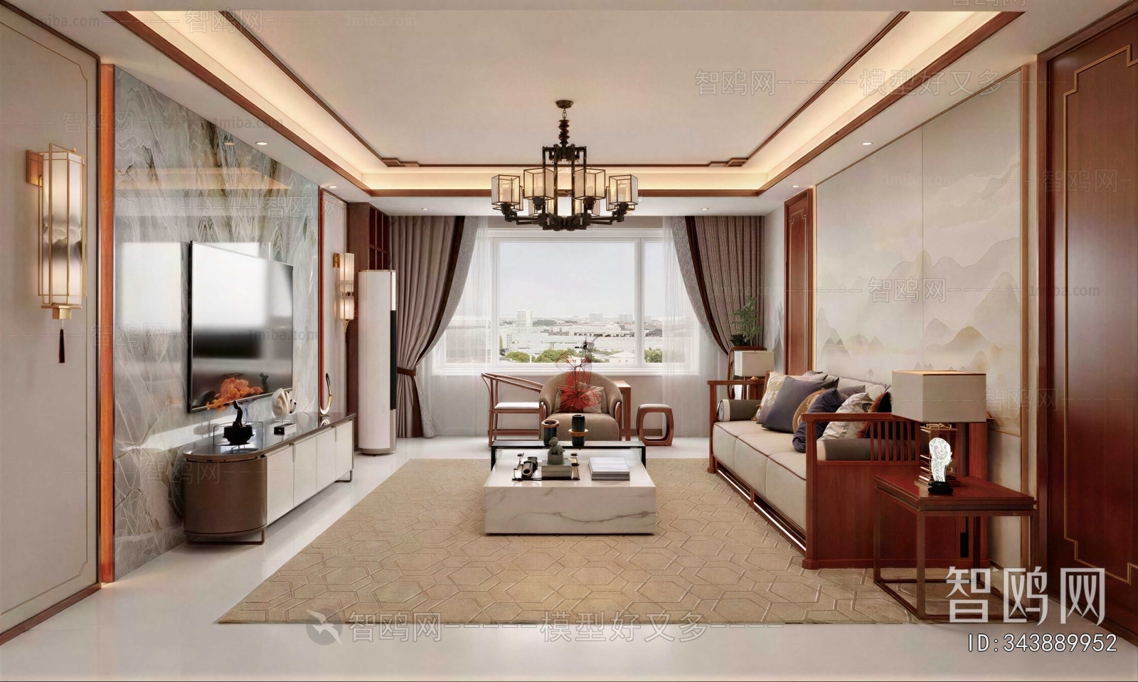 New Chinese Style A Living Room