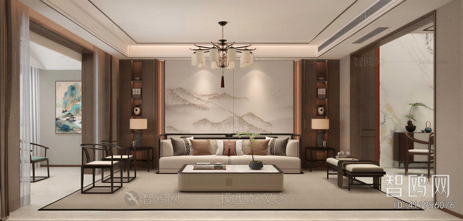 New Chinese Style A Living Room