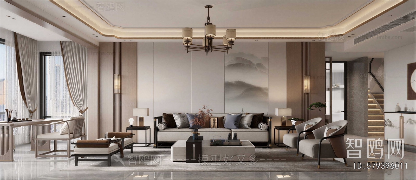 New Chinese Style A Living Room