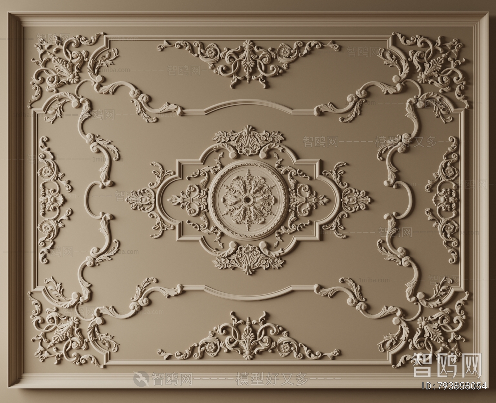 European Style Plaster Carved Top Plate