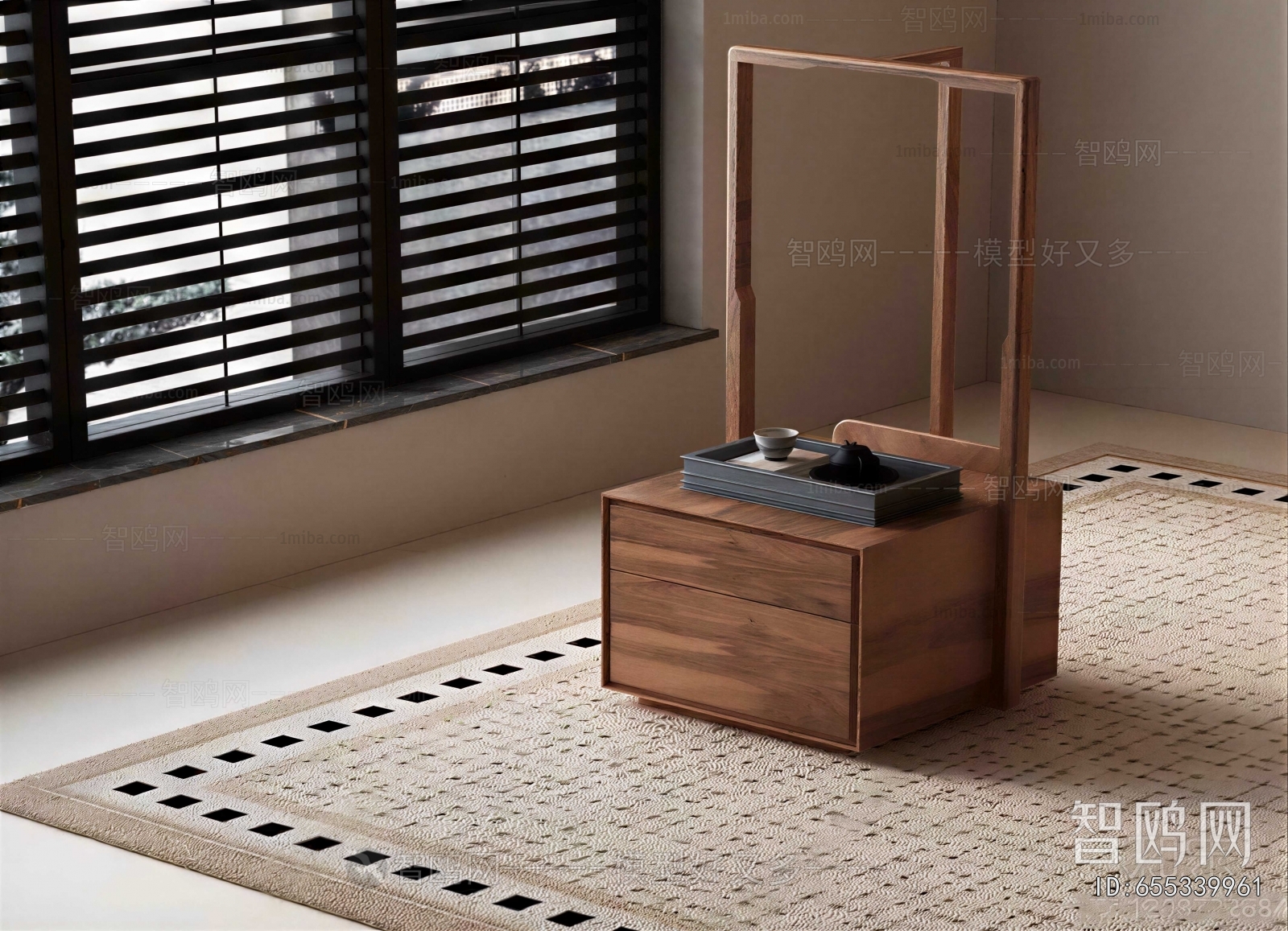 New Chinese Style Bedside Cupboard