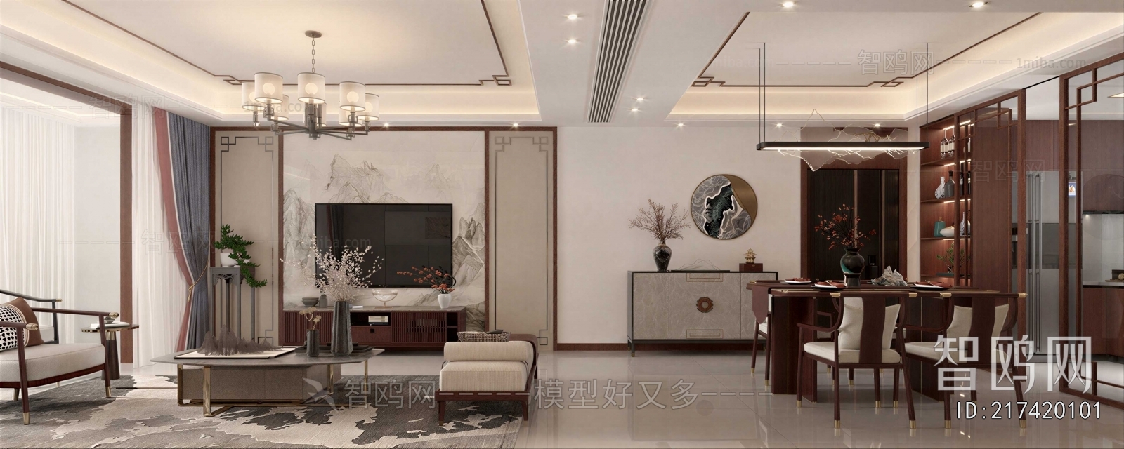 New Chinese Style A Living Room