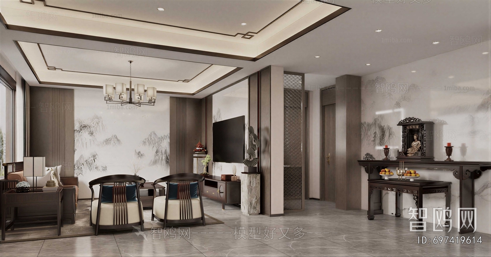 New Chinese Style A Living Room