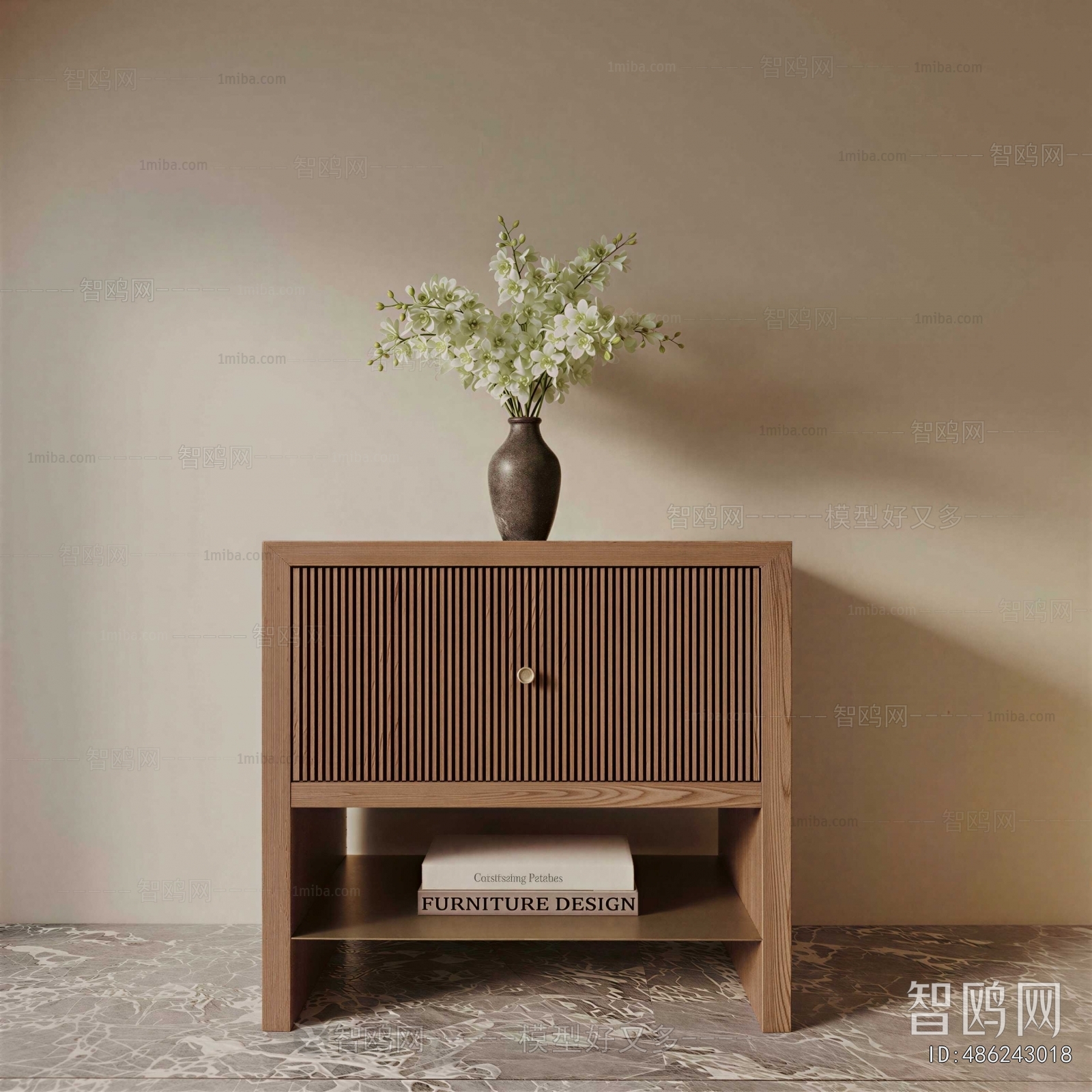 Wabi-sabi Style Bedside Cupboard