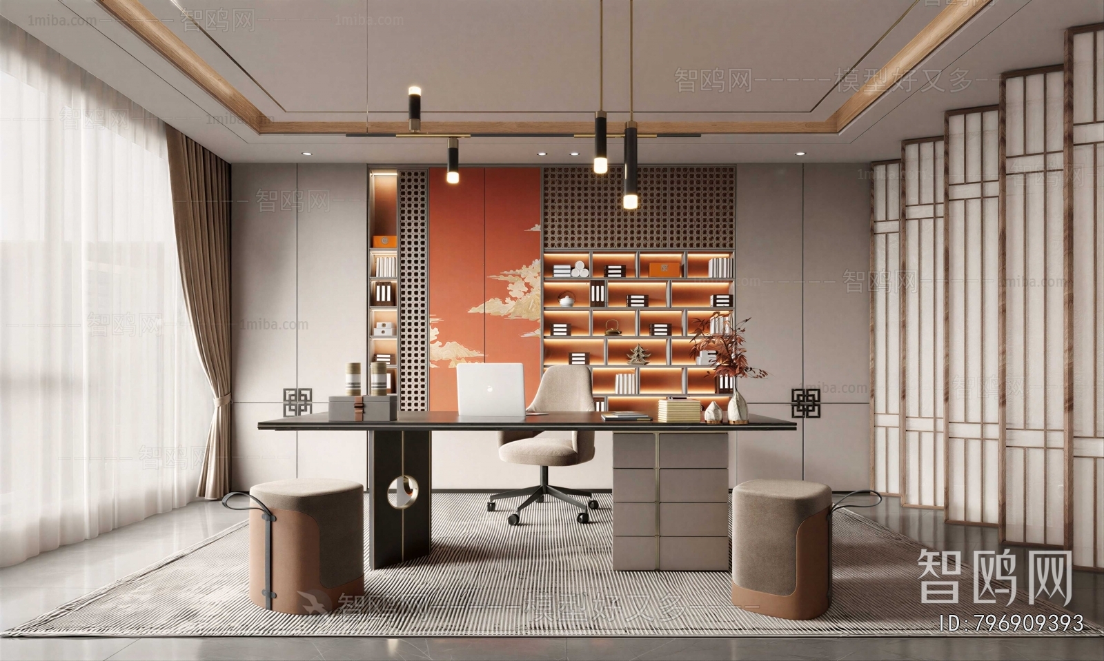 New Chinese Style Study Space