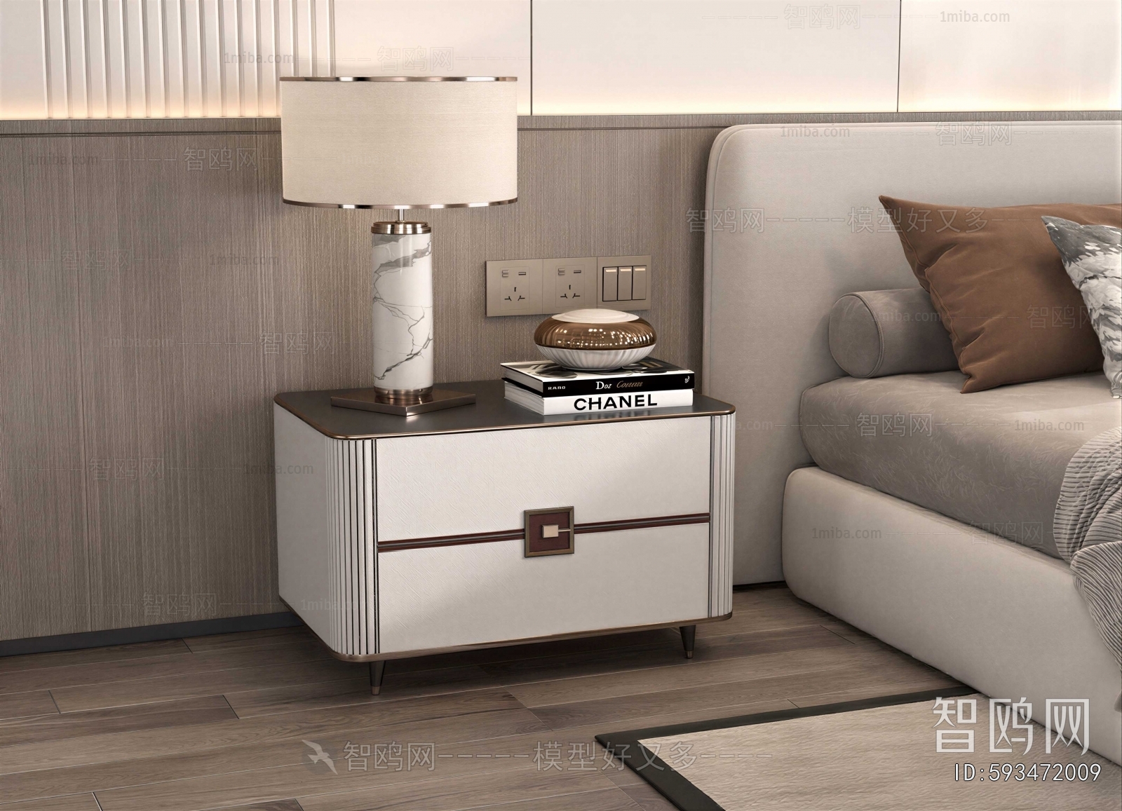 New Chinese Style Bedside Cupboard