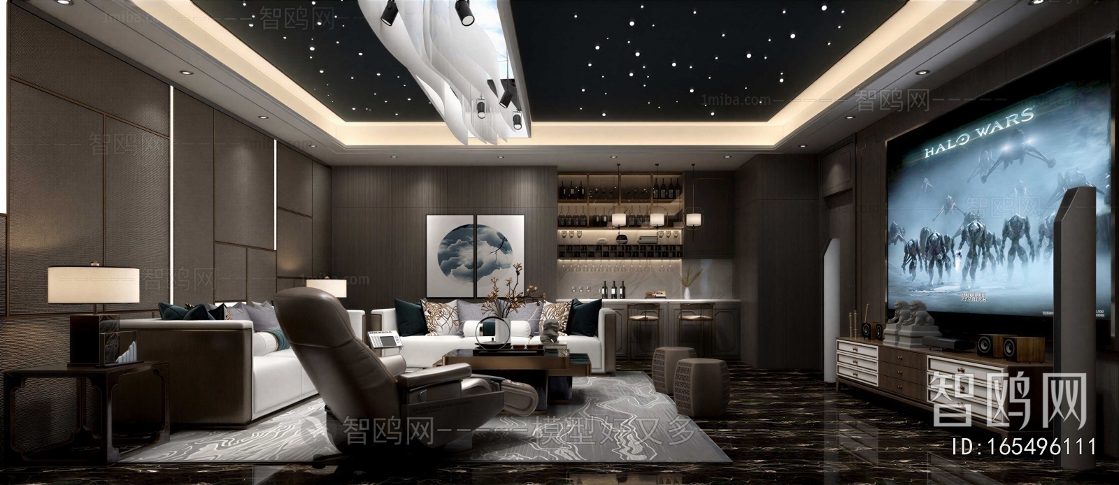 New Chinese Style Audiovisual Room