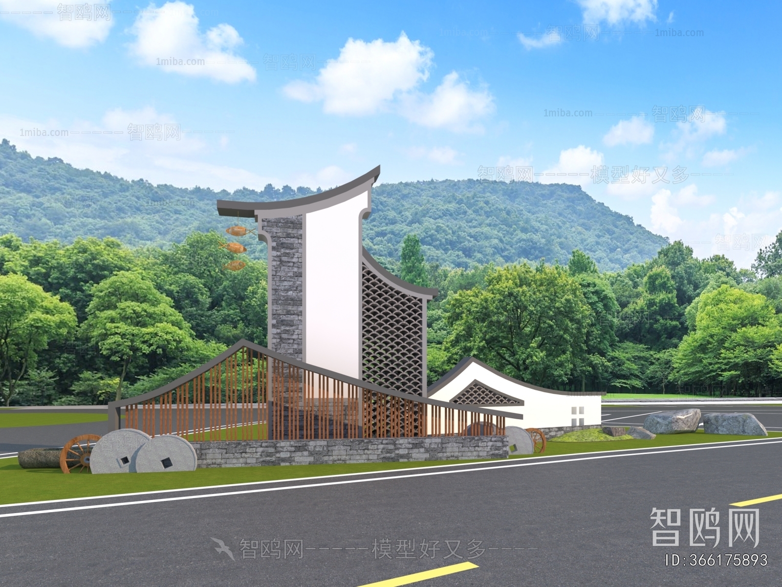 New Chinese Style Sculpture Sketch