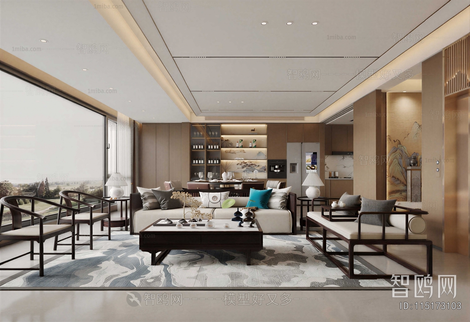 New Chinese Style A Living Room