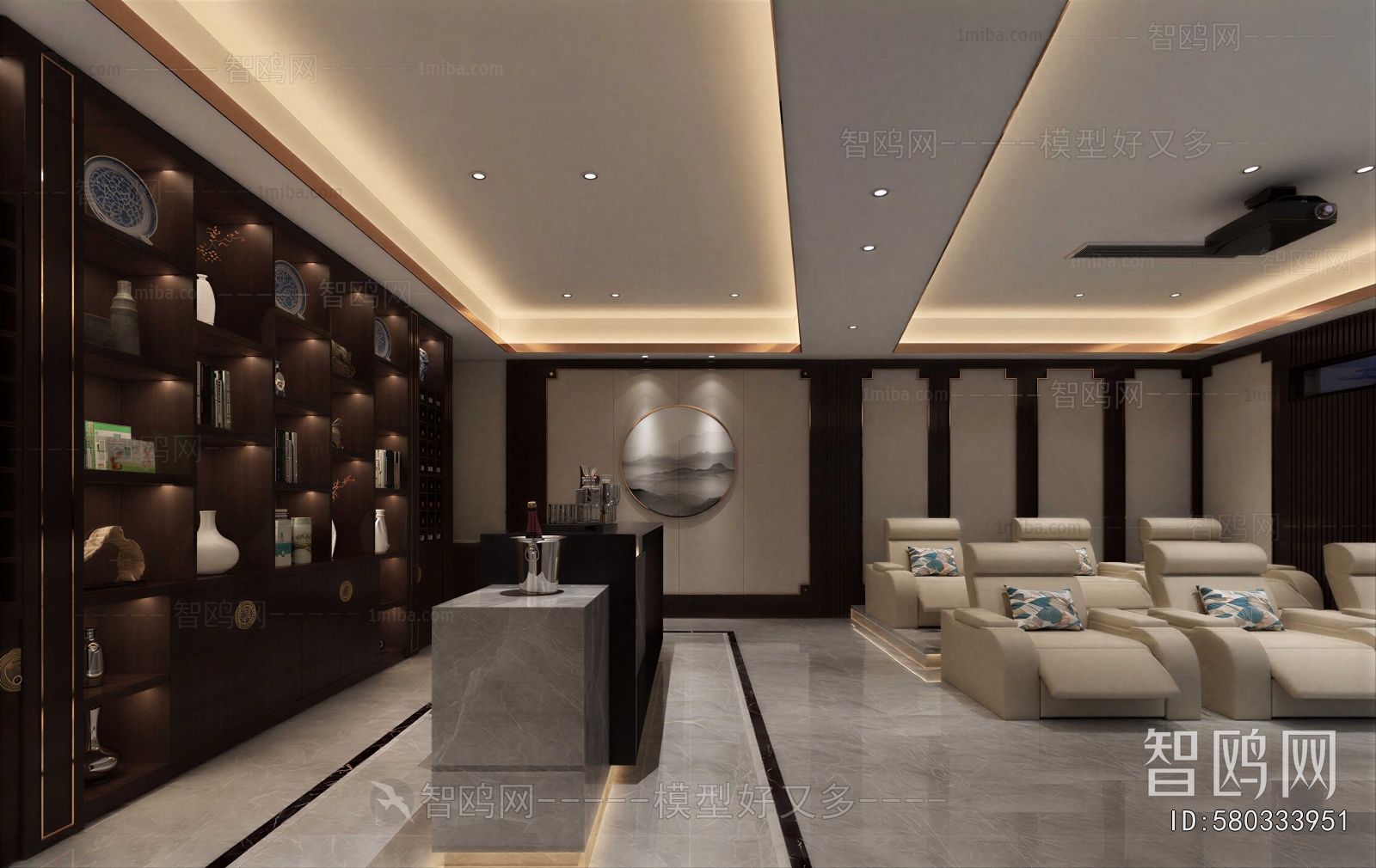 New Chinese Style Audiovisual Room