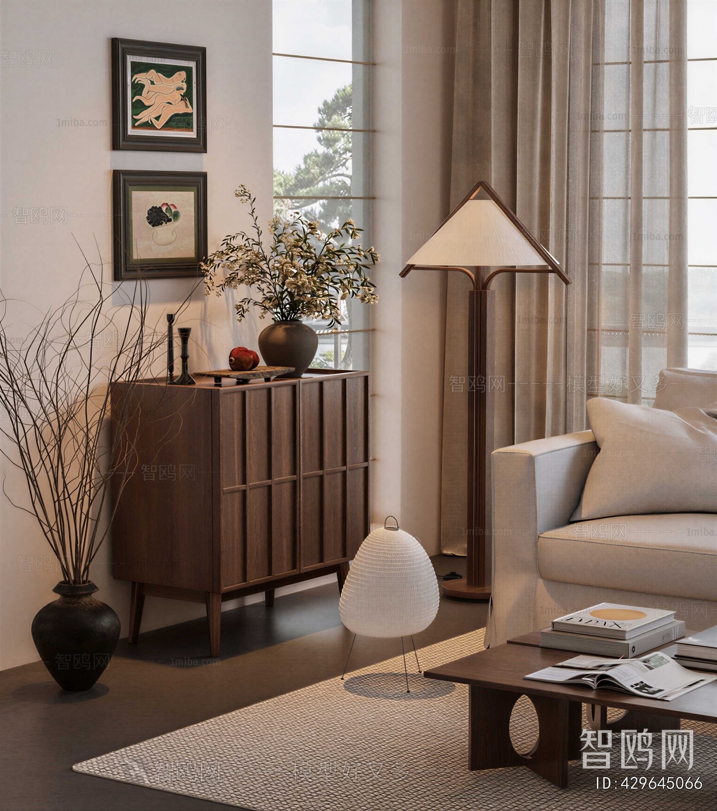 Wabi-sabi Style Side Cabinet