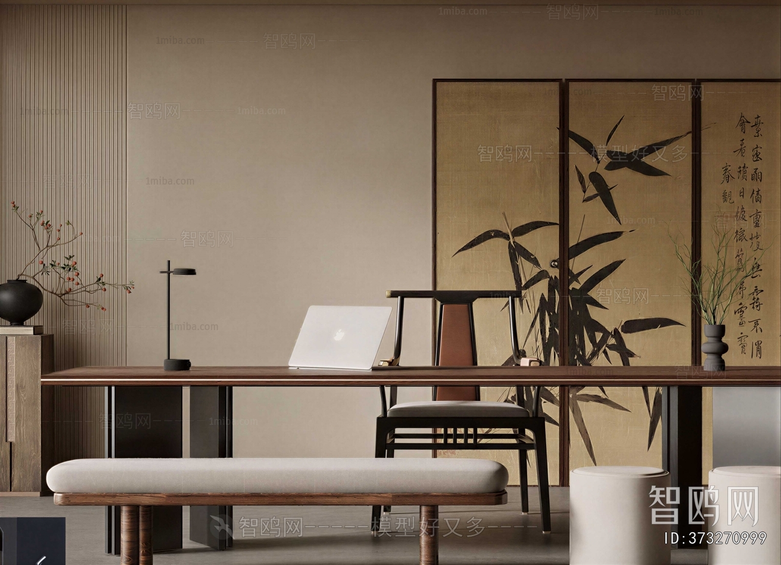 New Chinese Style Computer Desk And Chair