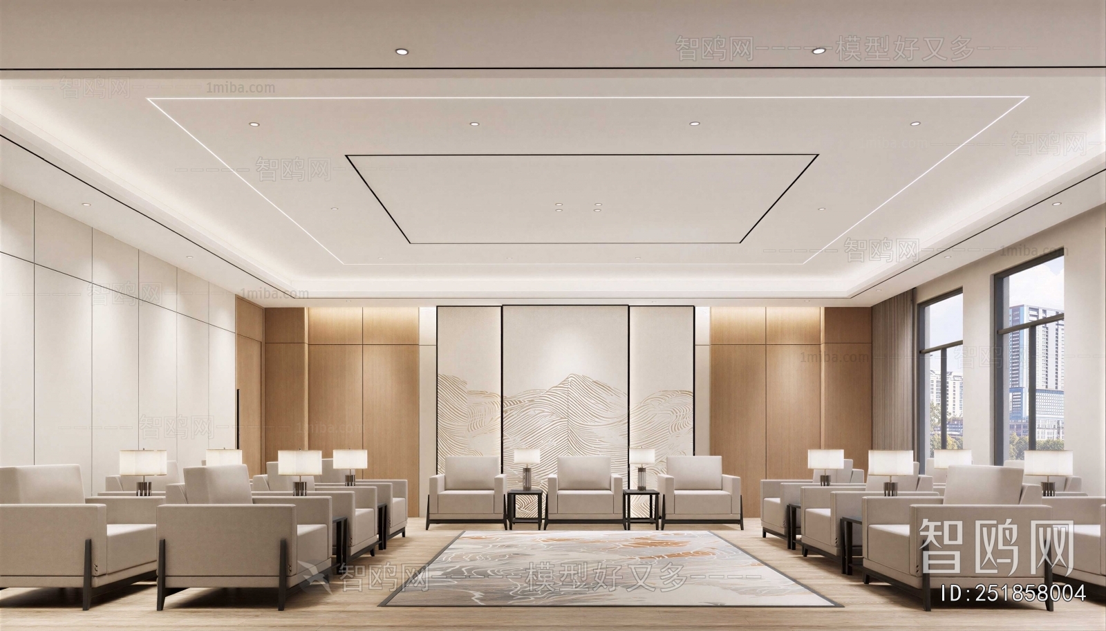 New Chinese Style Office Living Room