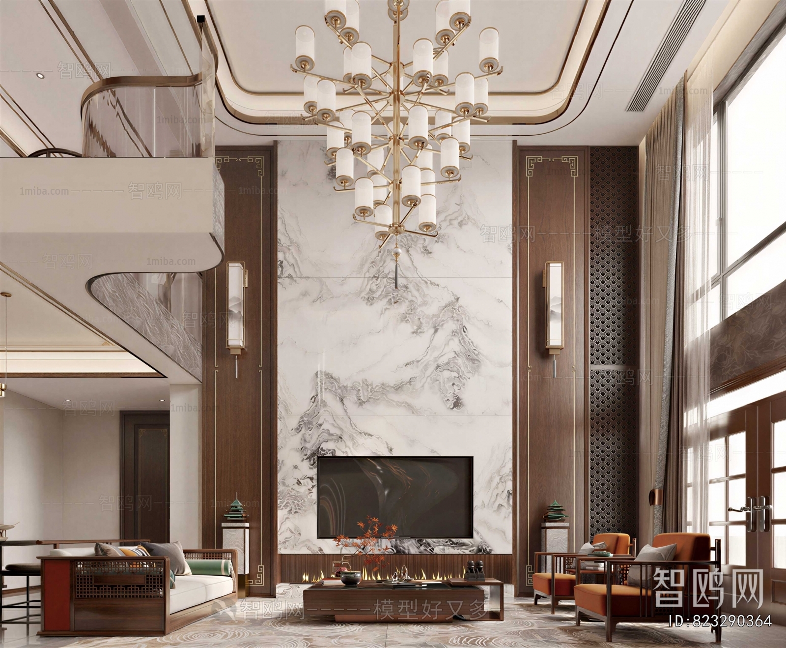 New Chinese Style A Living Room