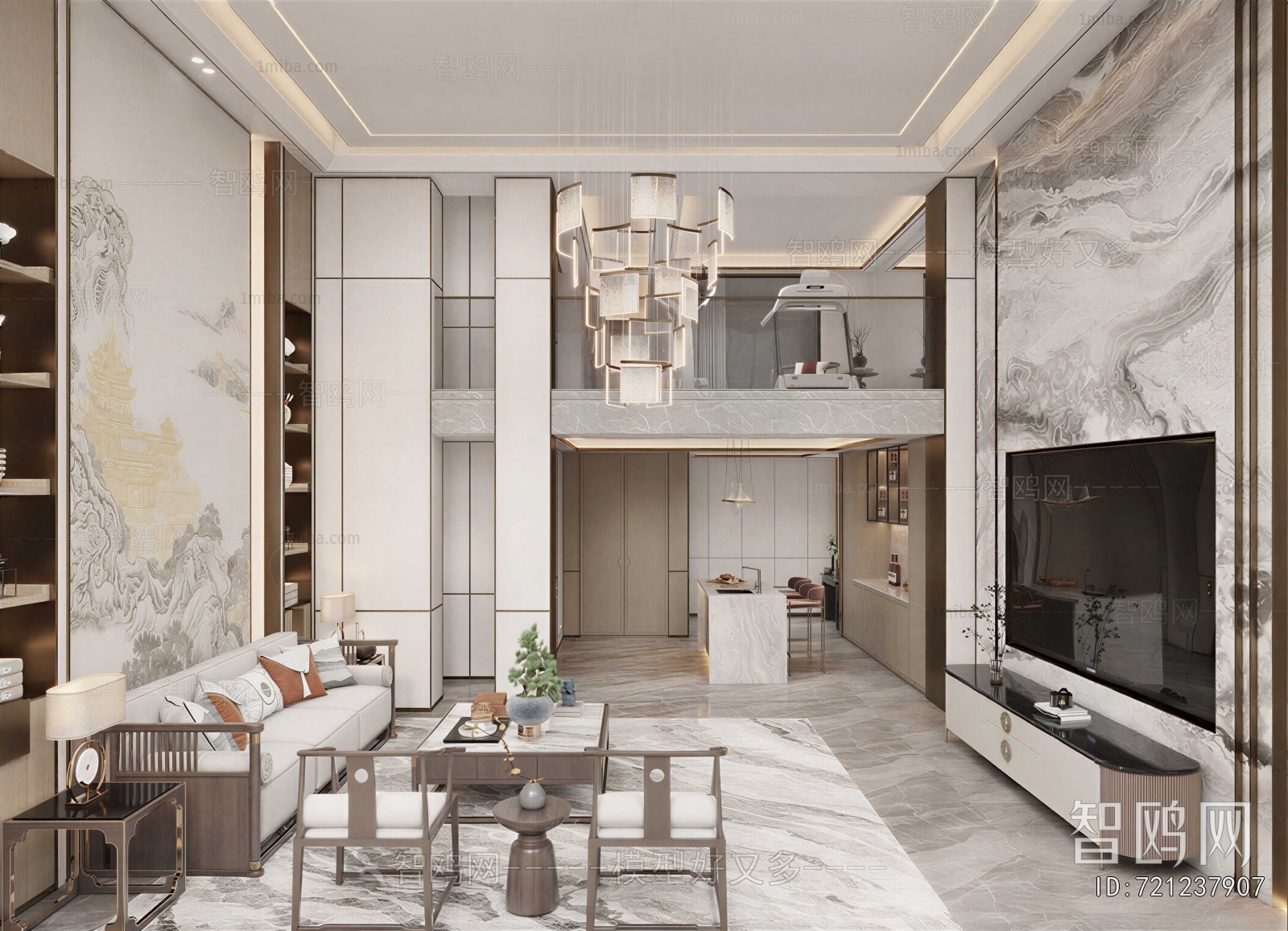 New Chinese Style A Living Room