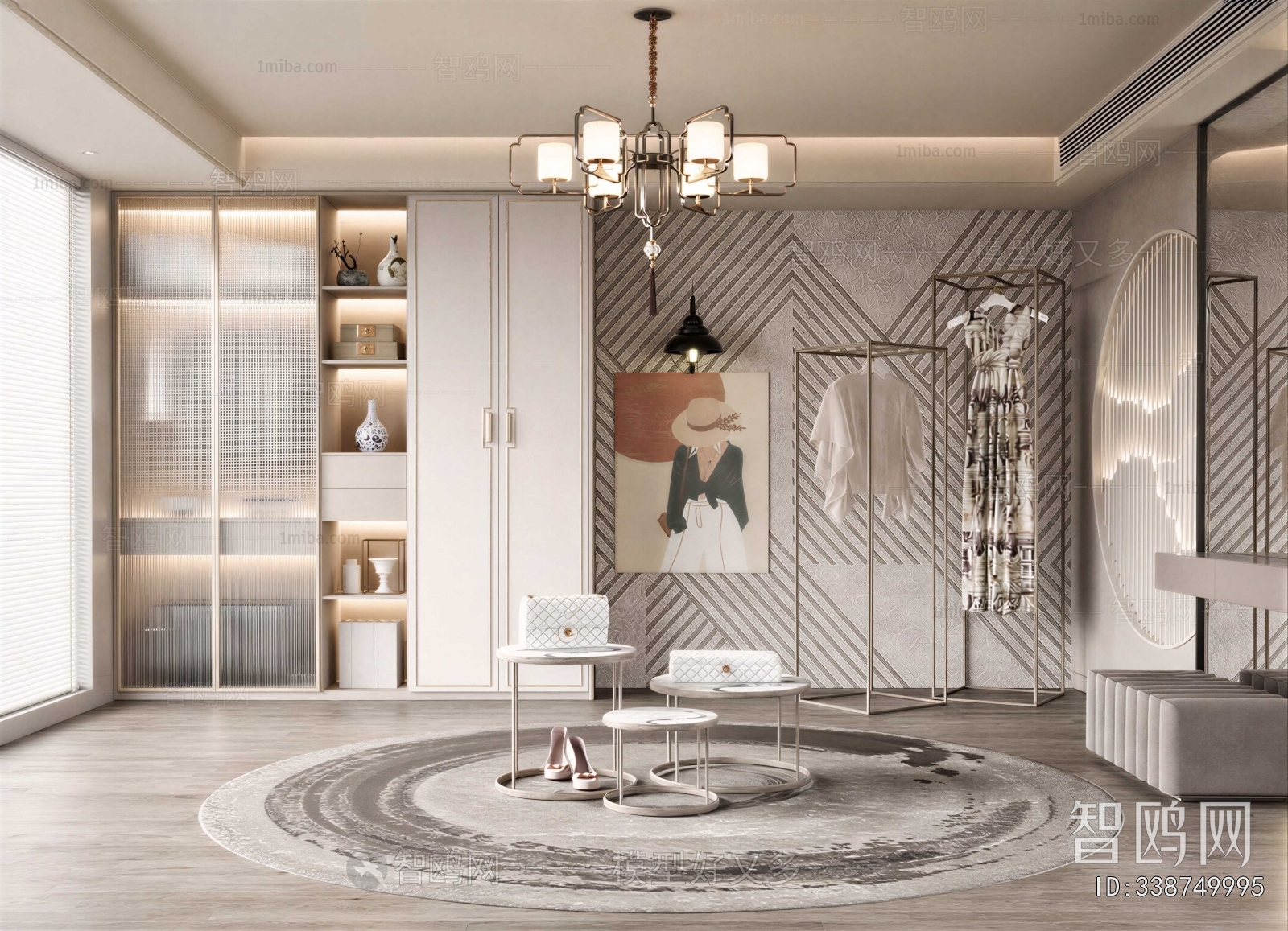 New Chinese Style Clothes Storage Area