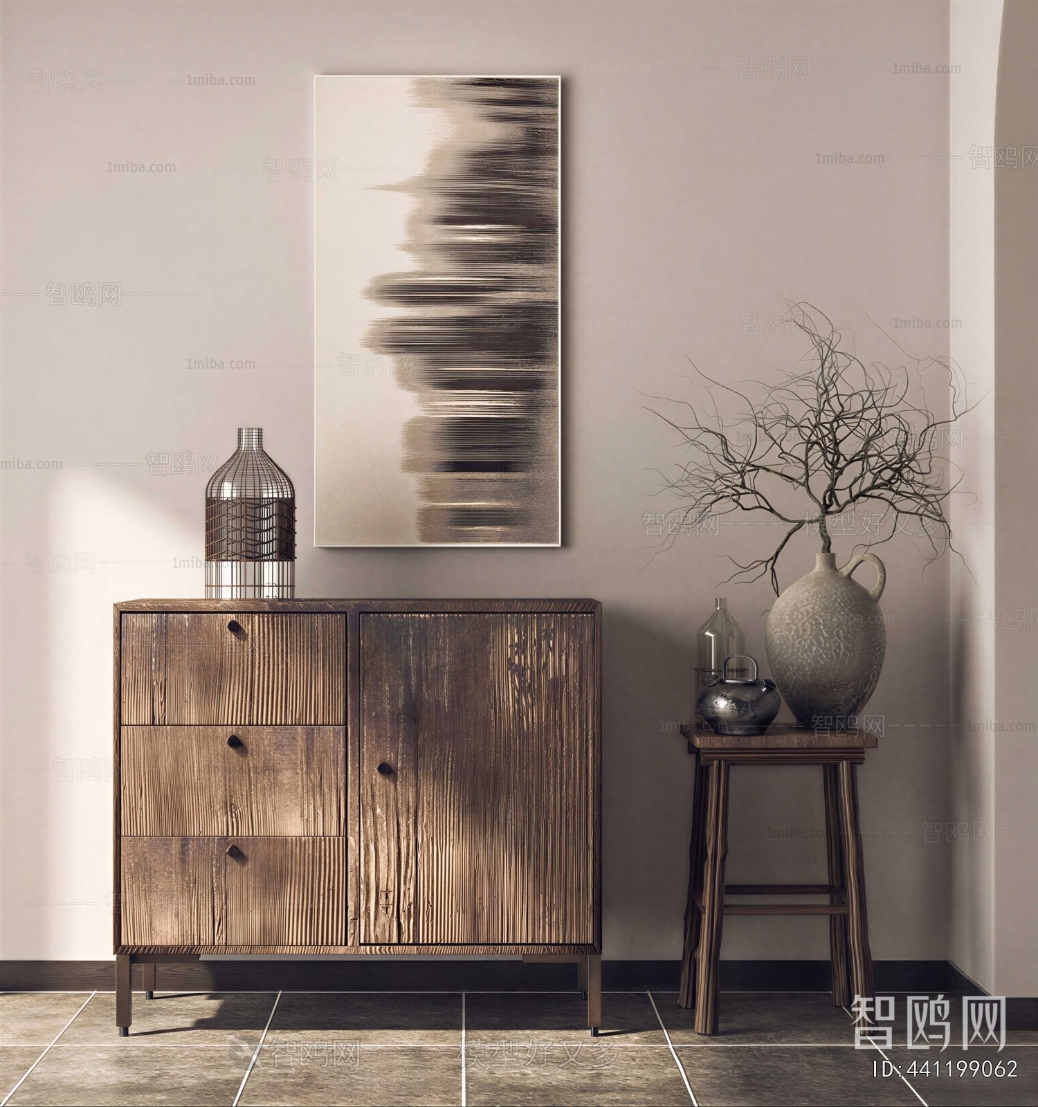 Wabi-sabi Style Side Cabinet